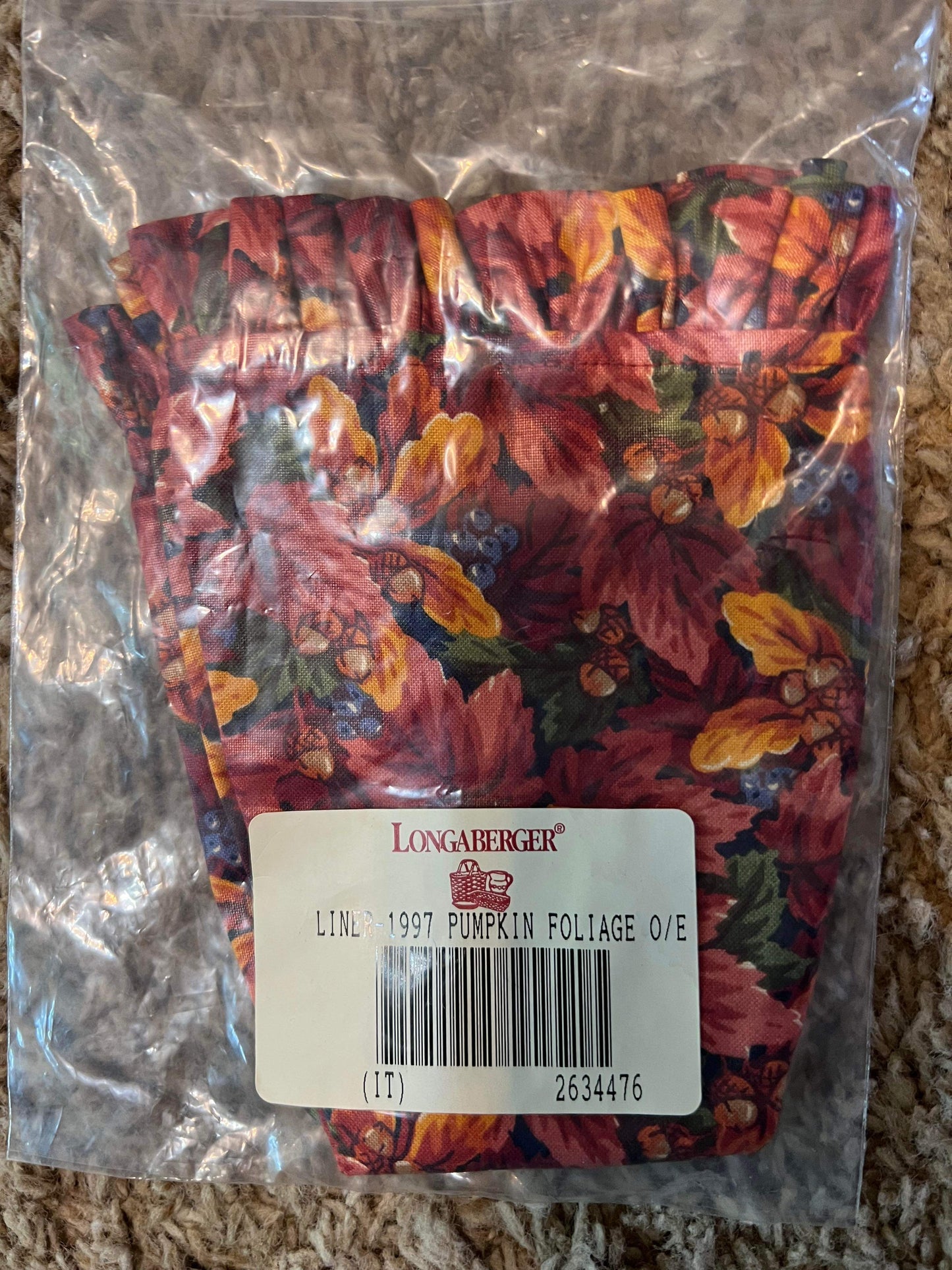 Longaberger 1997 Pumpkin Over the Edge Liner in Fall Foliage