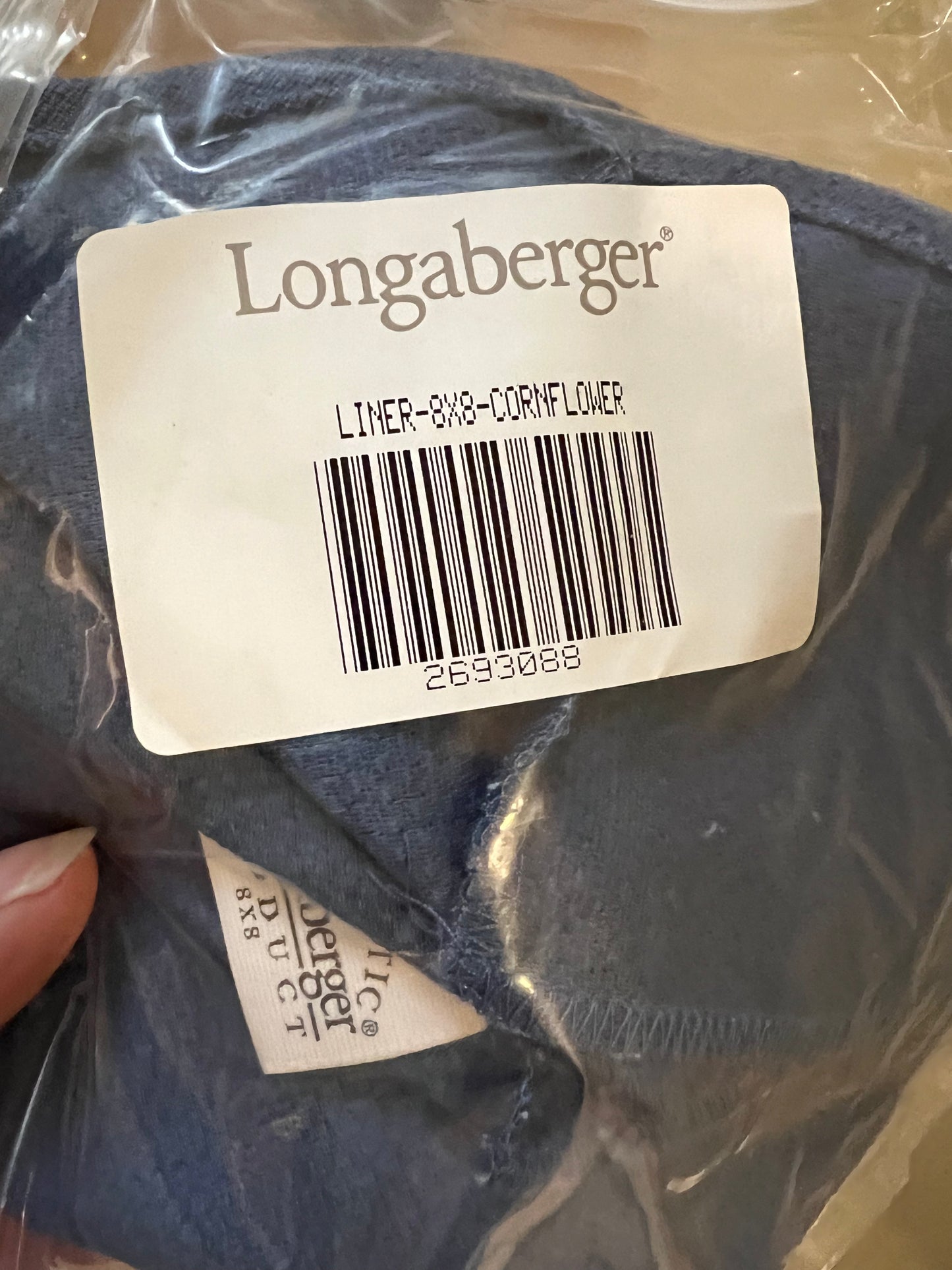 Longaberger 8x8 liner in cornflower