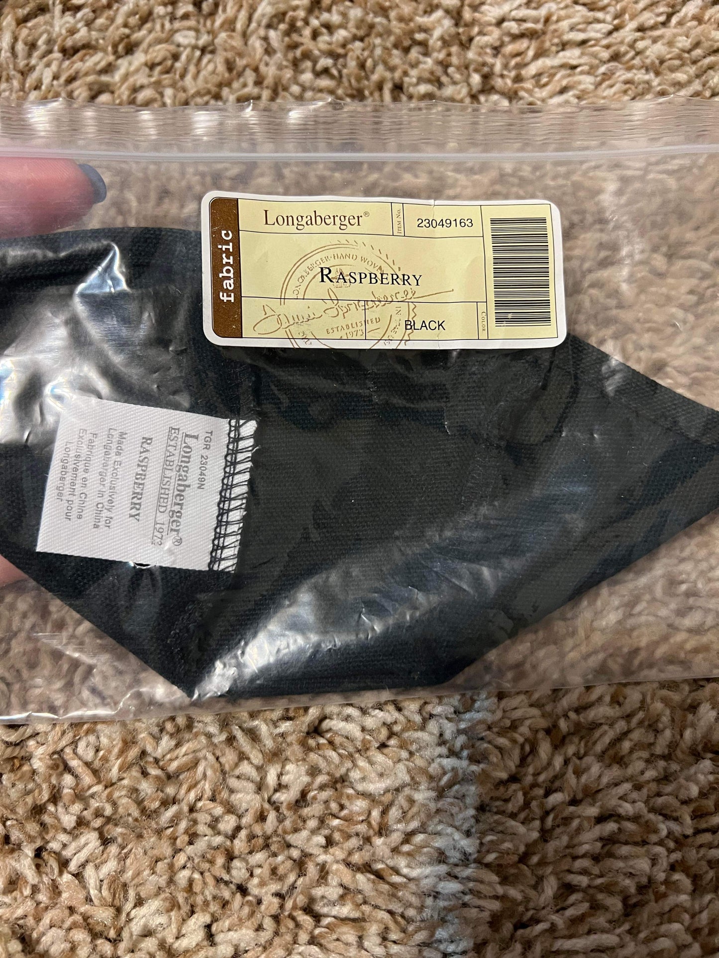 Longaberger Raspberry Liner in Black