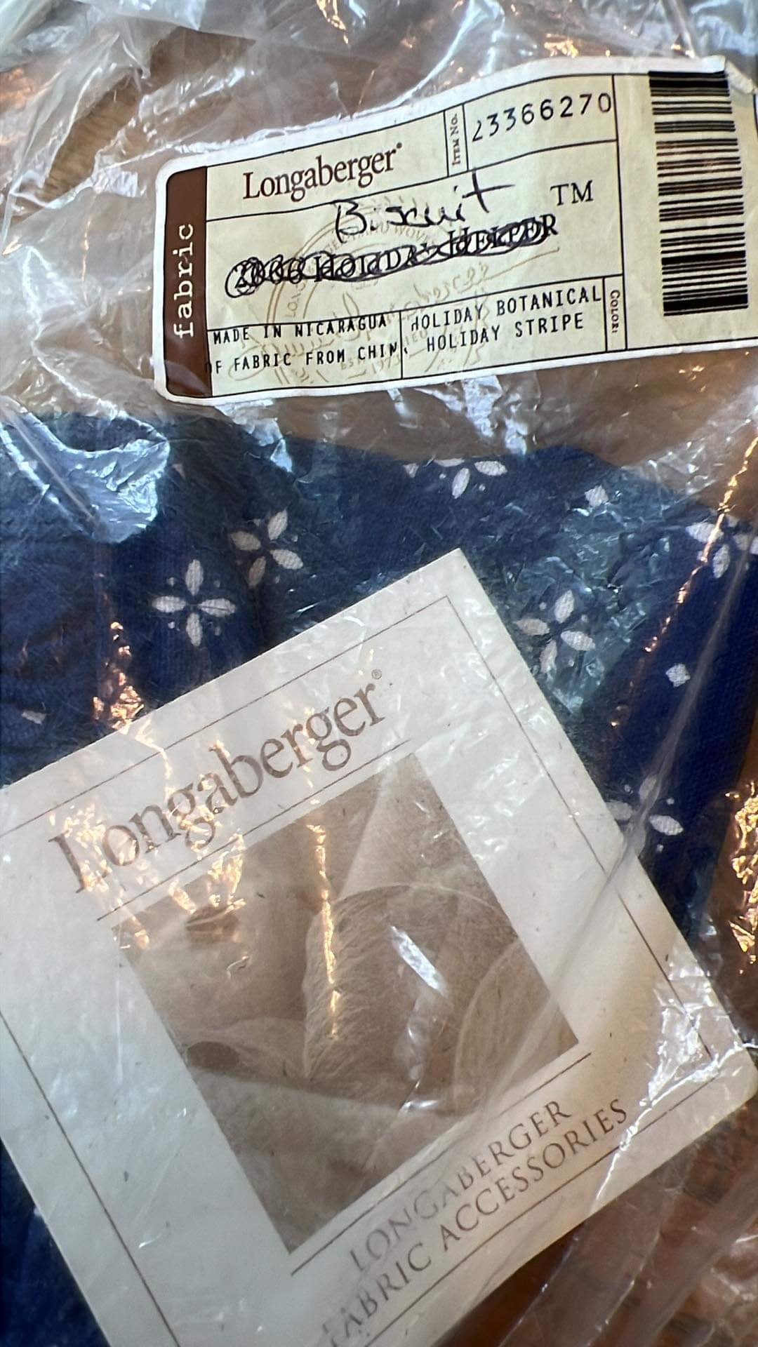 Longaberger Biscuit Liner in Classic Blue