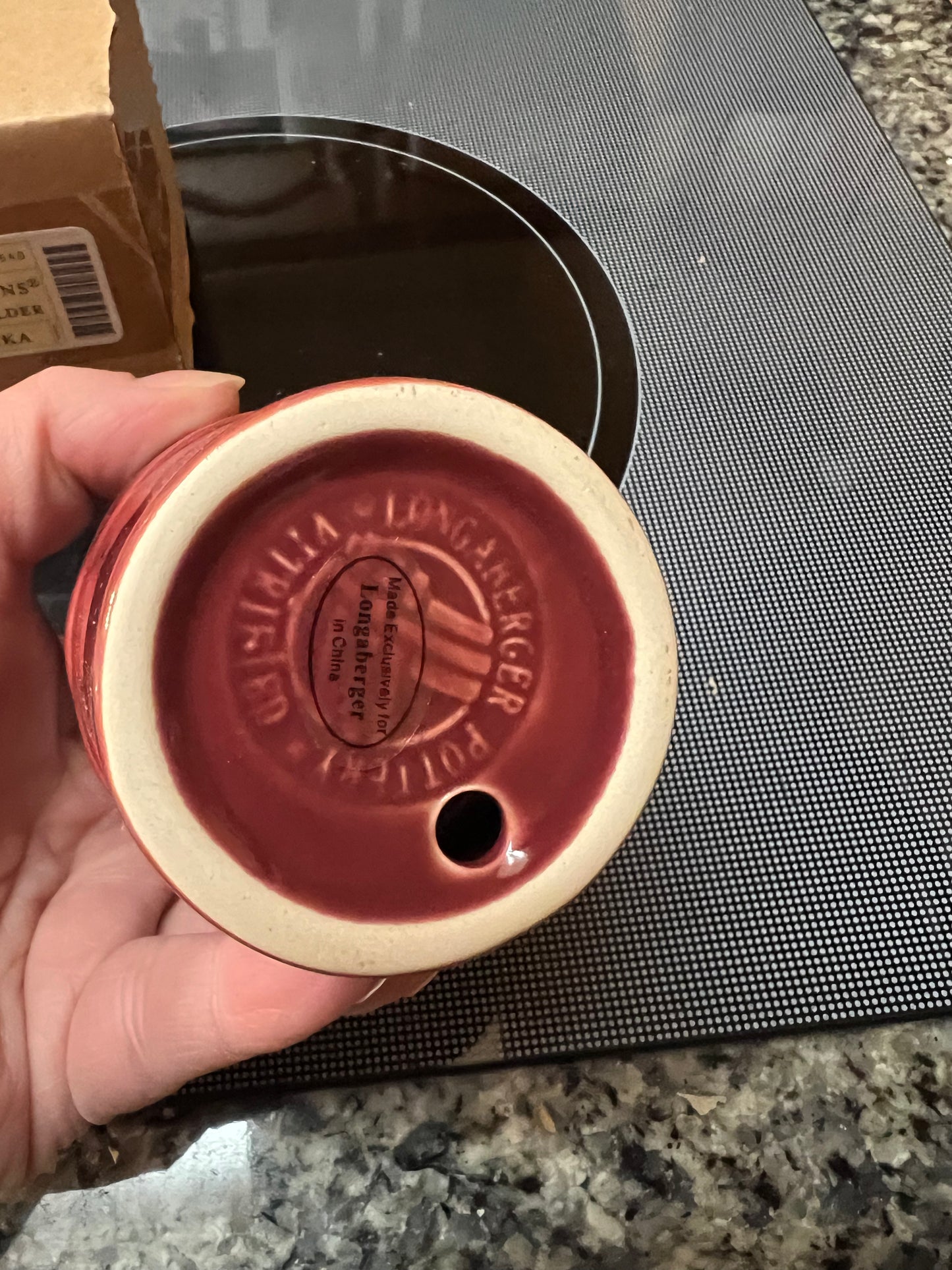 Longaberger toothbrush holder in paprika