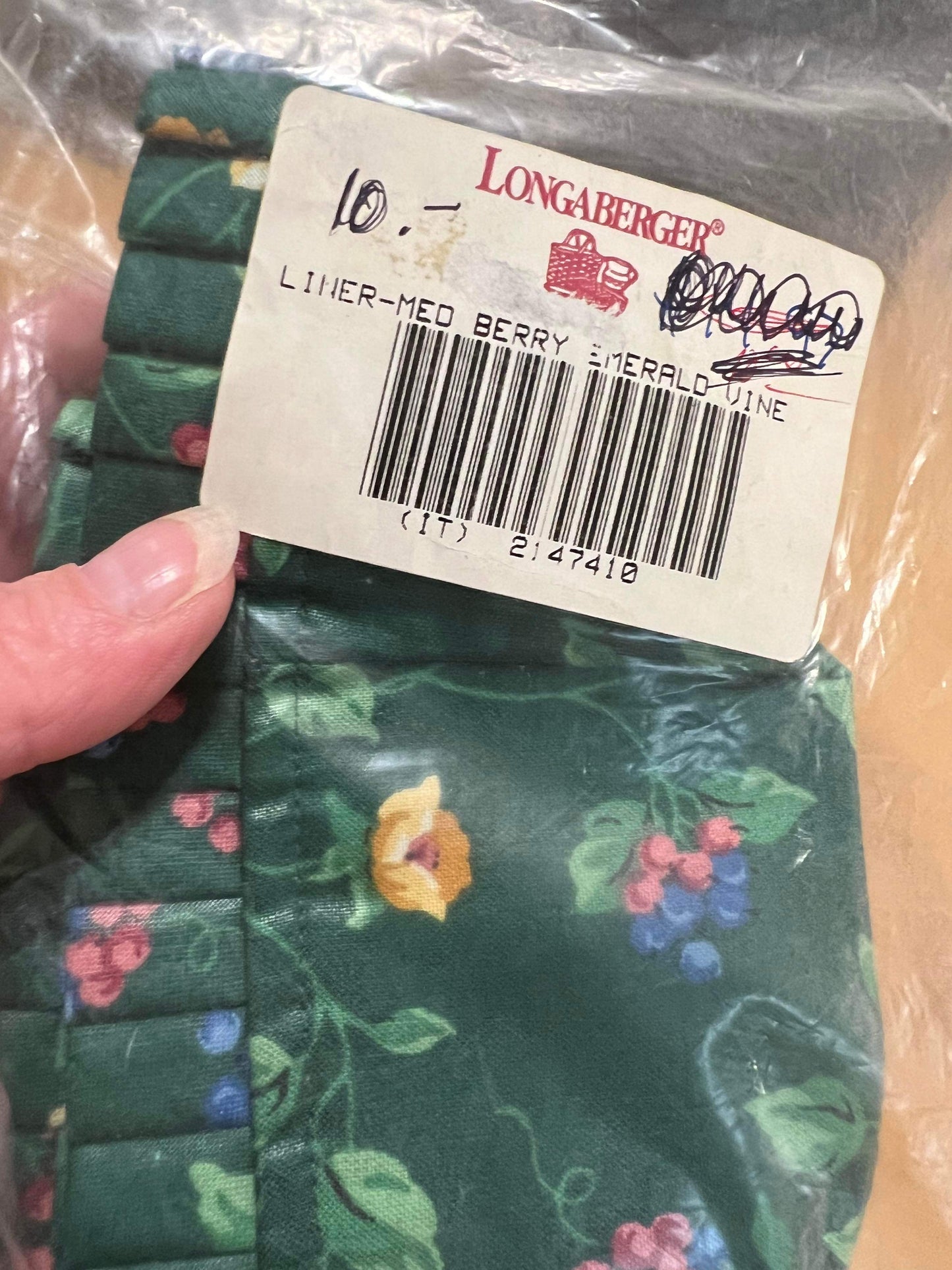 Longaberger Medium Berry Liner in Emerald Vine