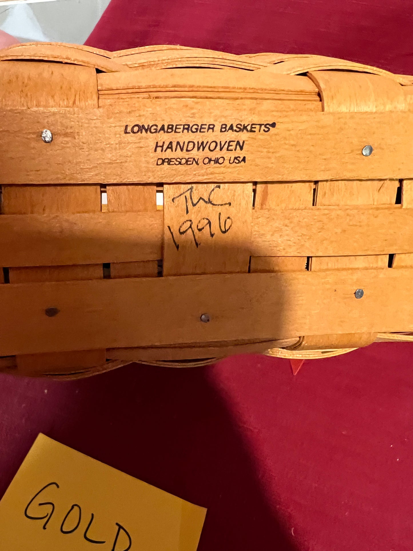 Longaberger 1996 charter membership basket with liner & protector