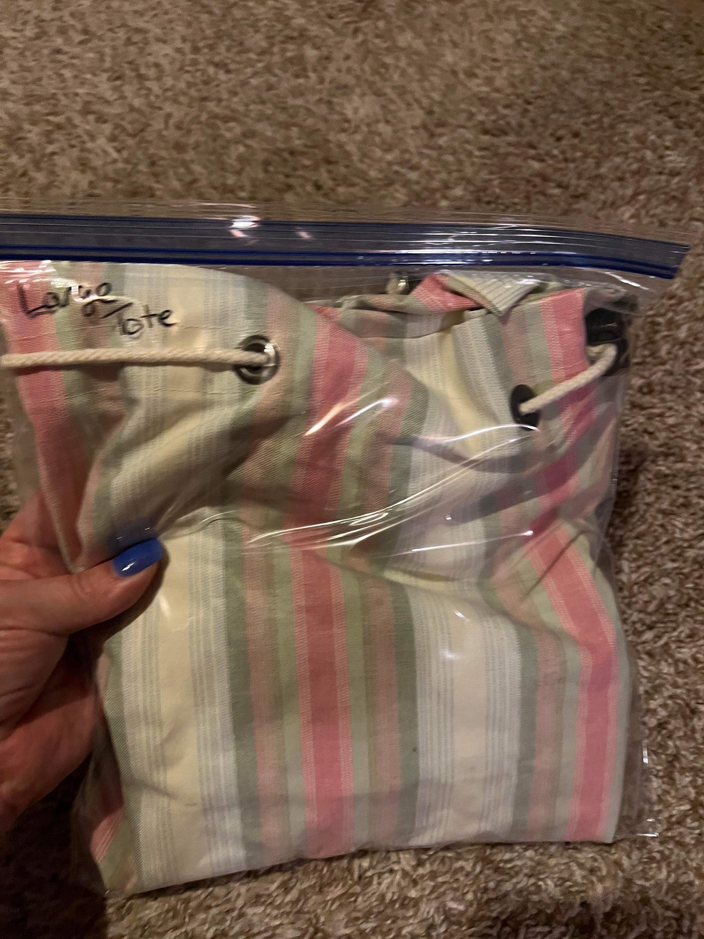 Longaberger Large Tote Liner in Cabana Stripe