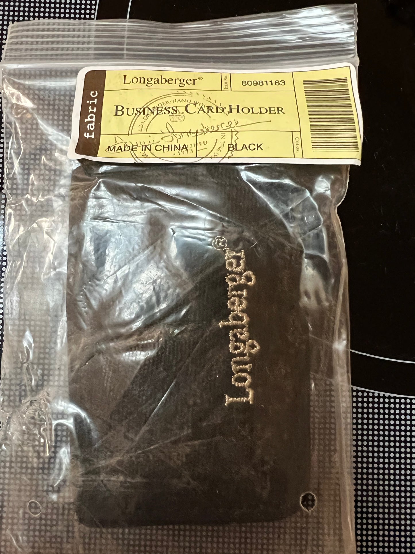 Longaberger business card holder black