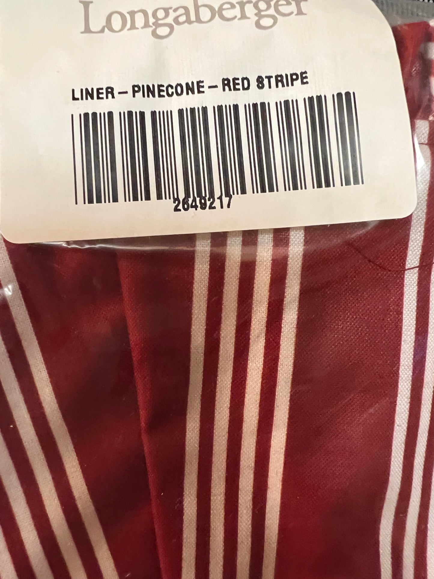 Longaberger Pinecone liner in red berry stripe