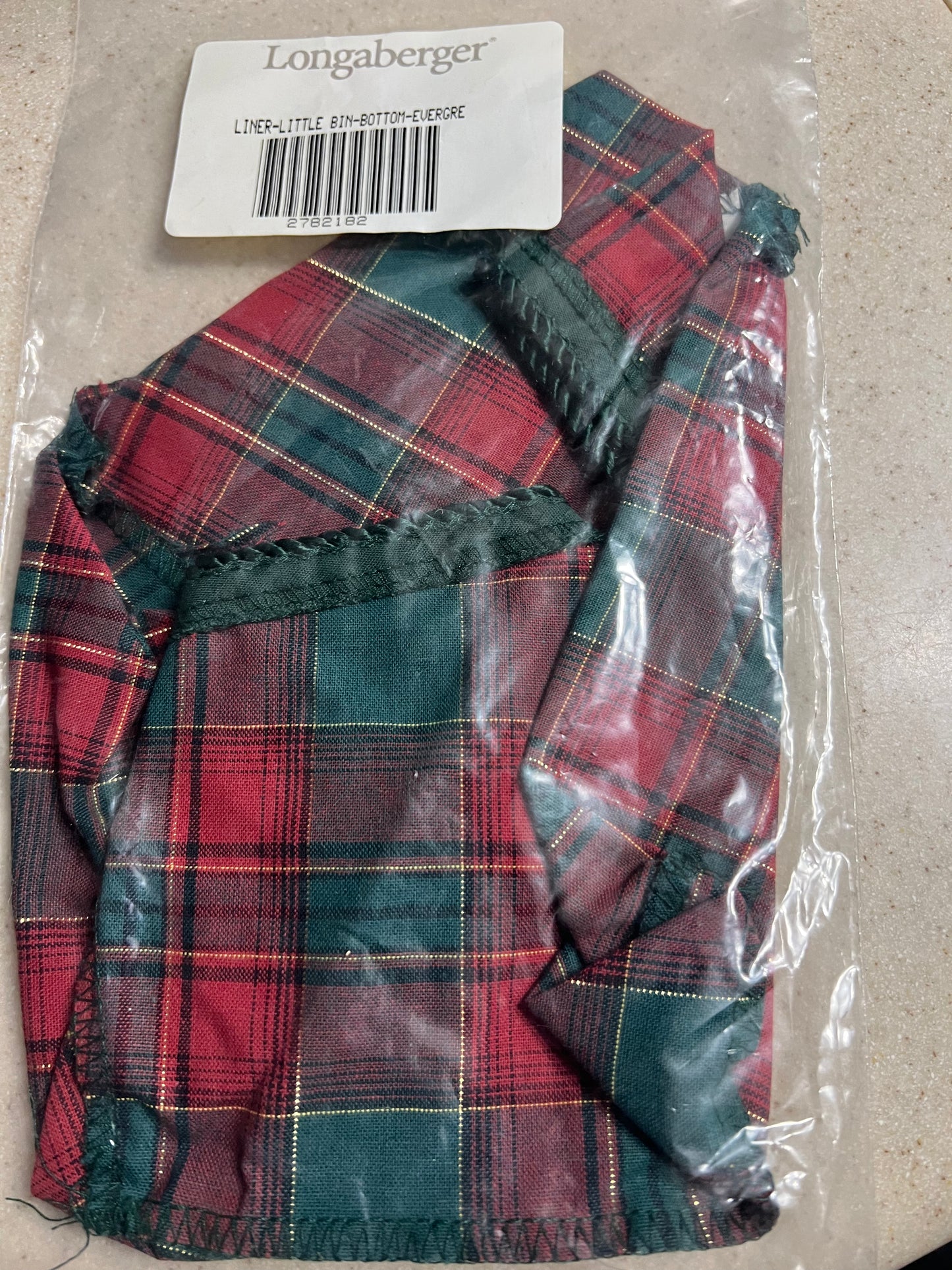 Longaberger Little Bin Bottom Liner in Evergreen Plaid