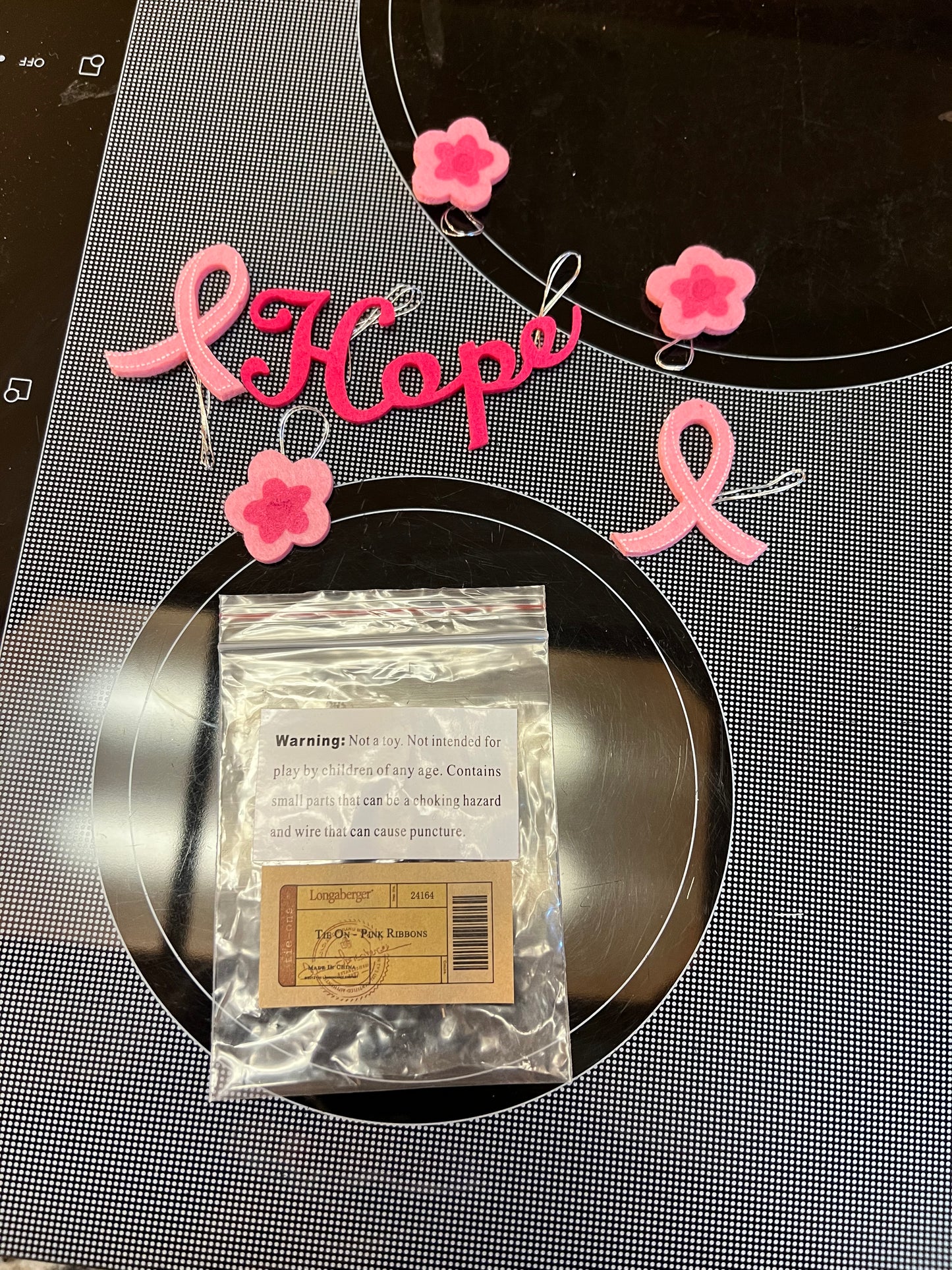 Longaberger pink ribbons tie on