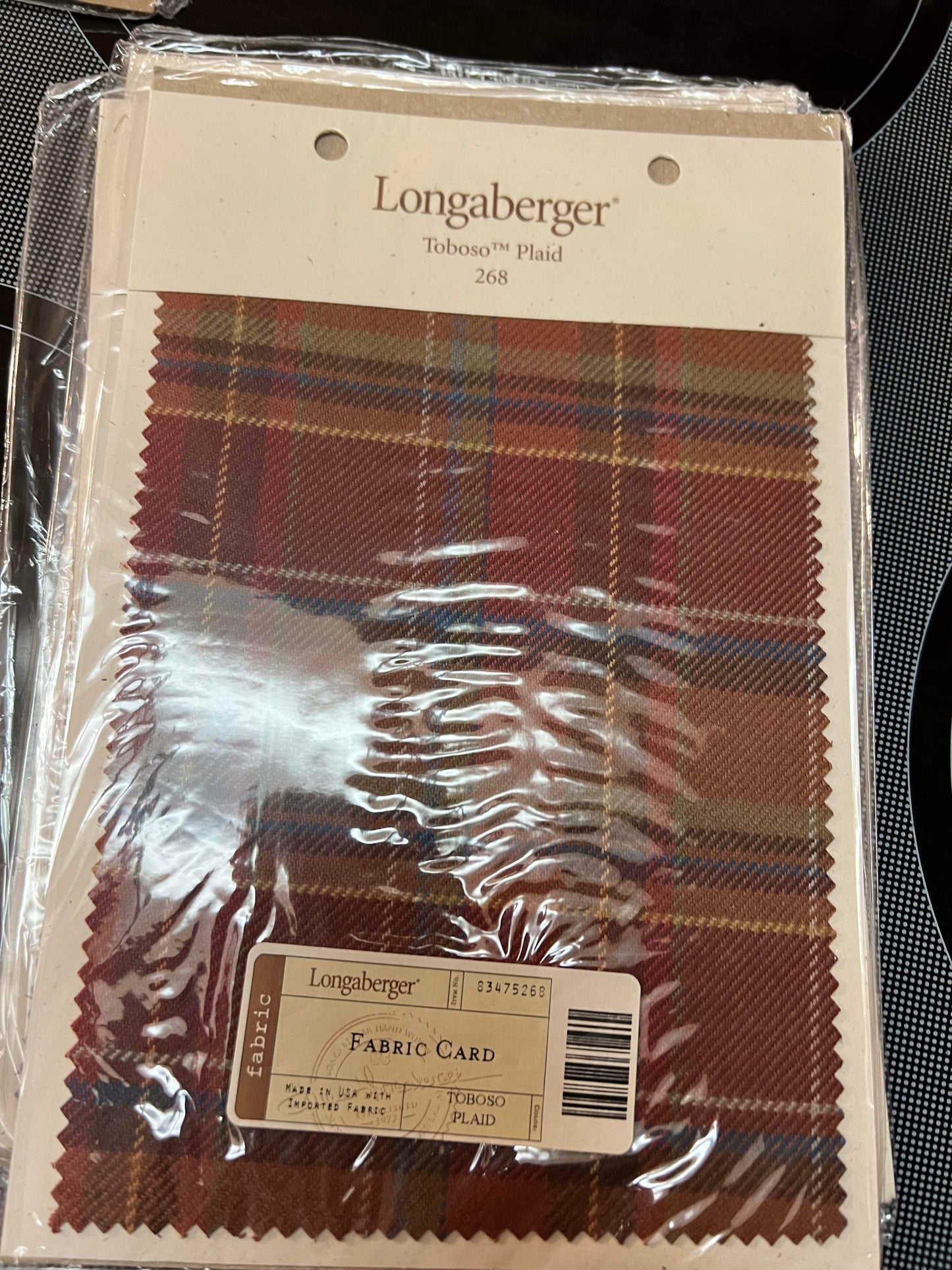 Longaberger fabric sample toboso plaid