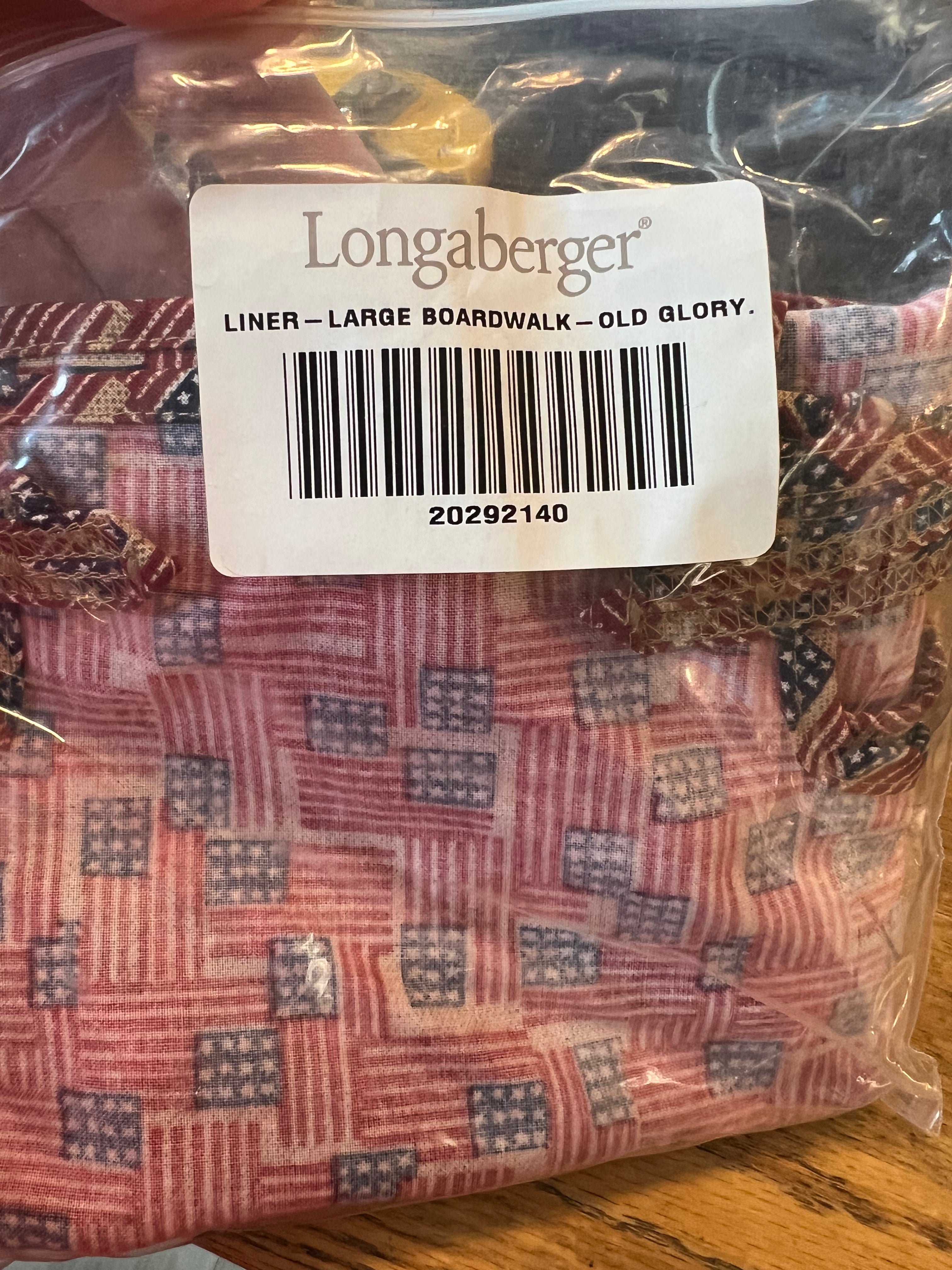 Longaberger large boardwalk liner in old glory Bonkers 4 Baskets