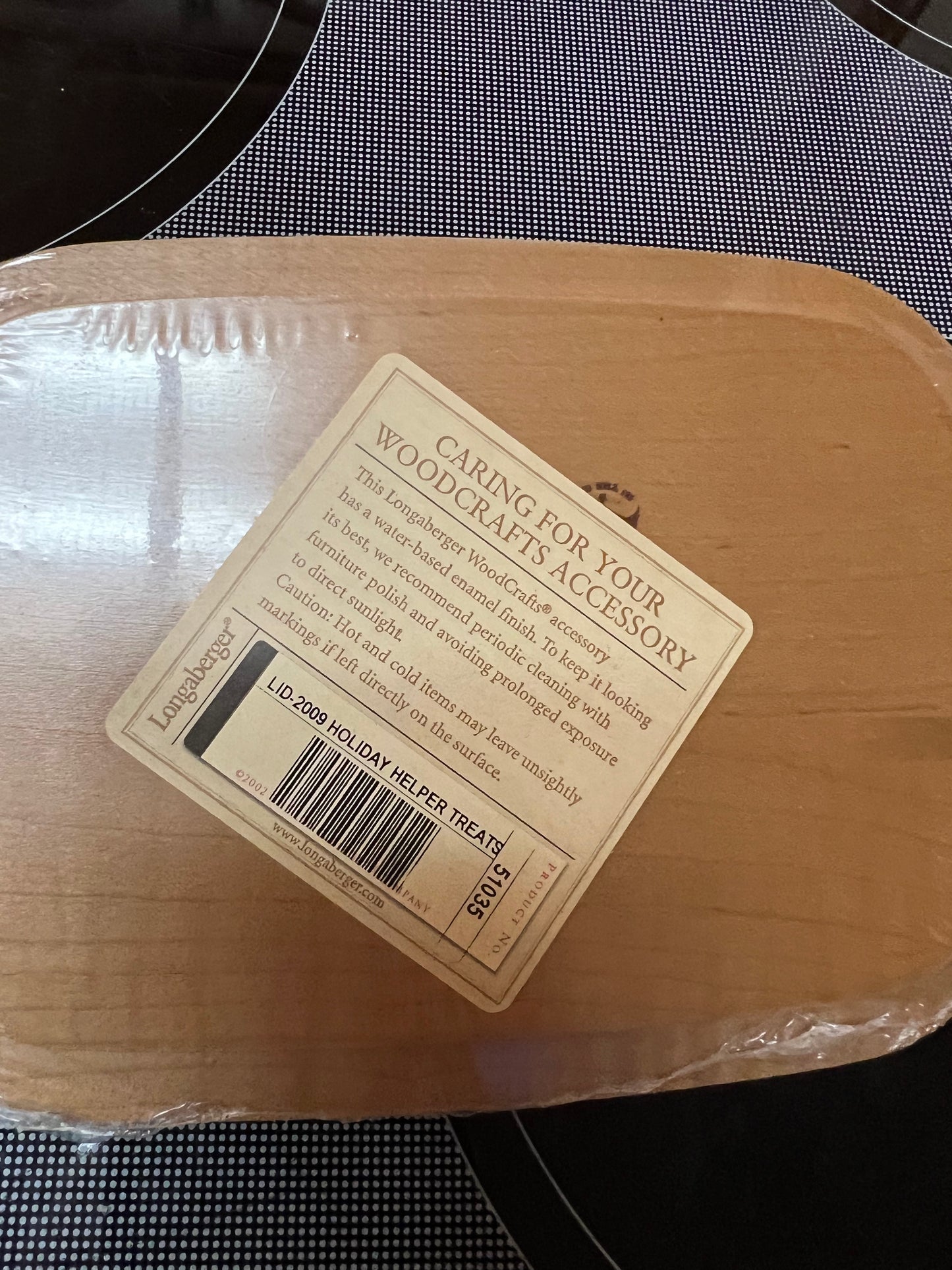 Longaberger 2009 holiday helper treats lid