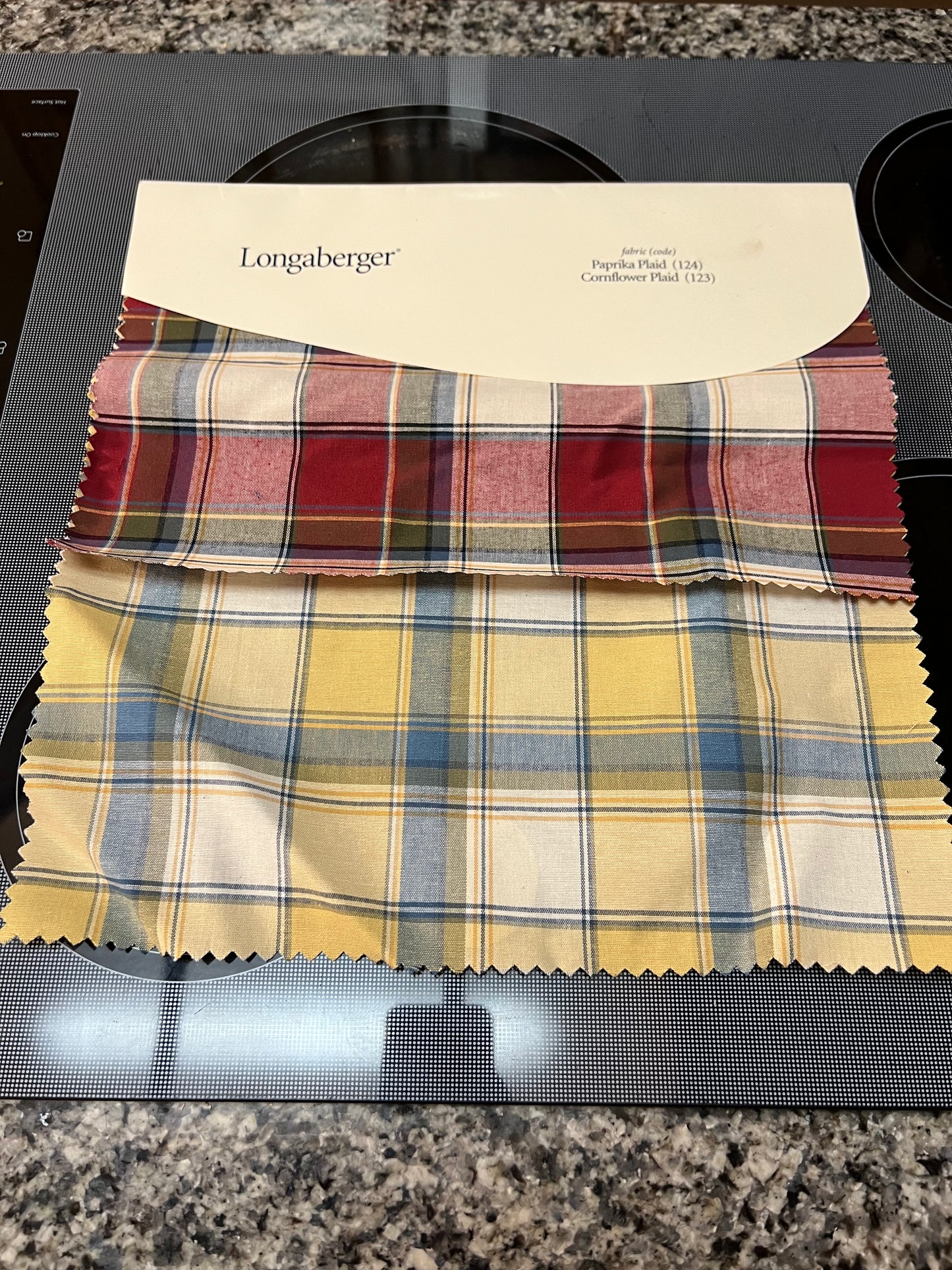 Longaberger paprika plaid collection fabric samples