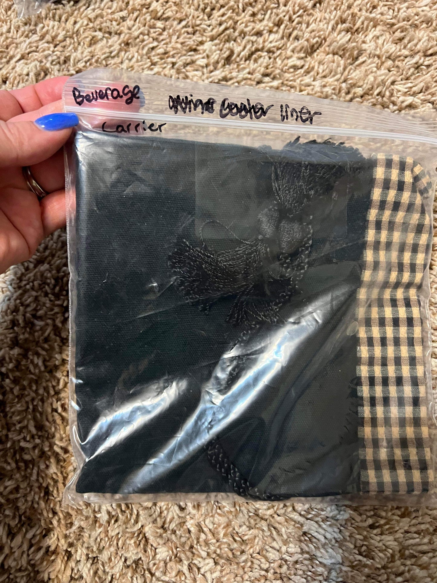 Longaberger Beverage Carrier Liner in Black