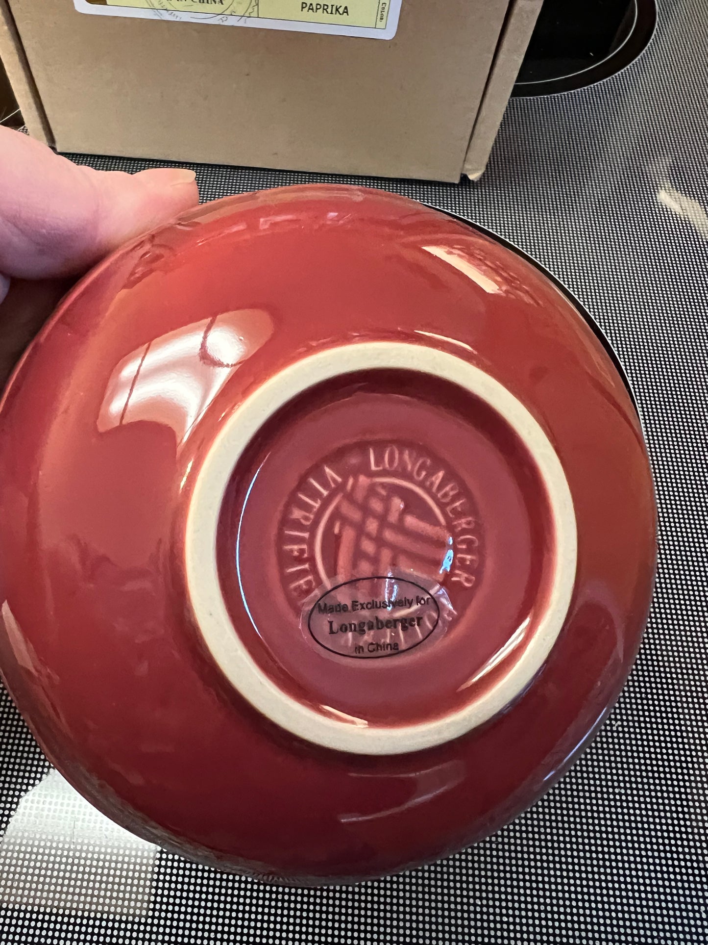 Longaberger small low bowl in paprika