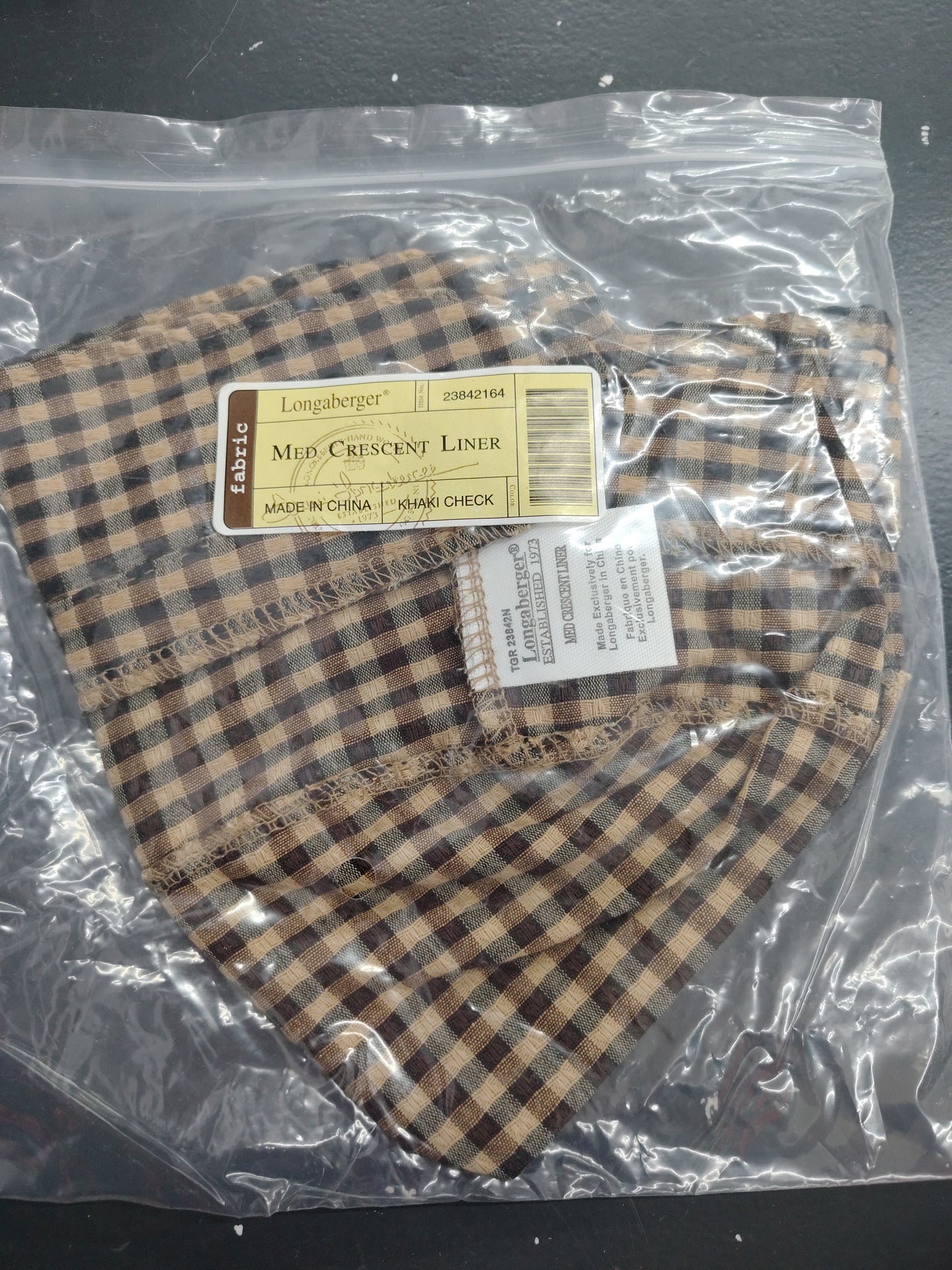 Longerberger med Crescent liner in khaki check