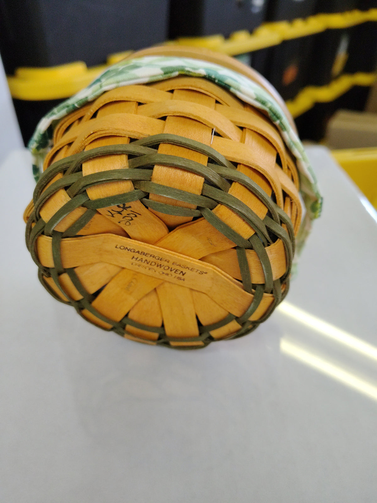 Longaberger Lucky you basket with liner, protector and handle gripper