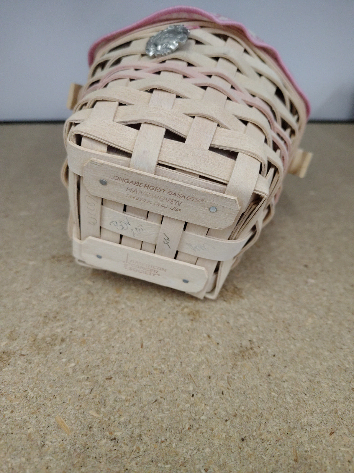 Longaberger Horizon of Hope basket with liner, protector and tie on