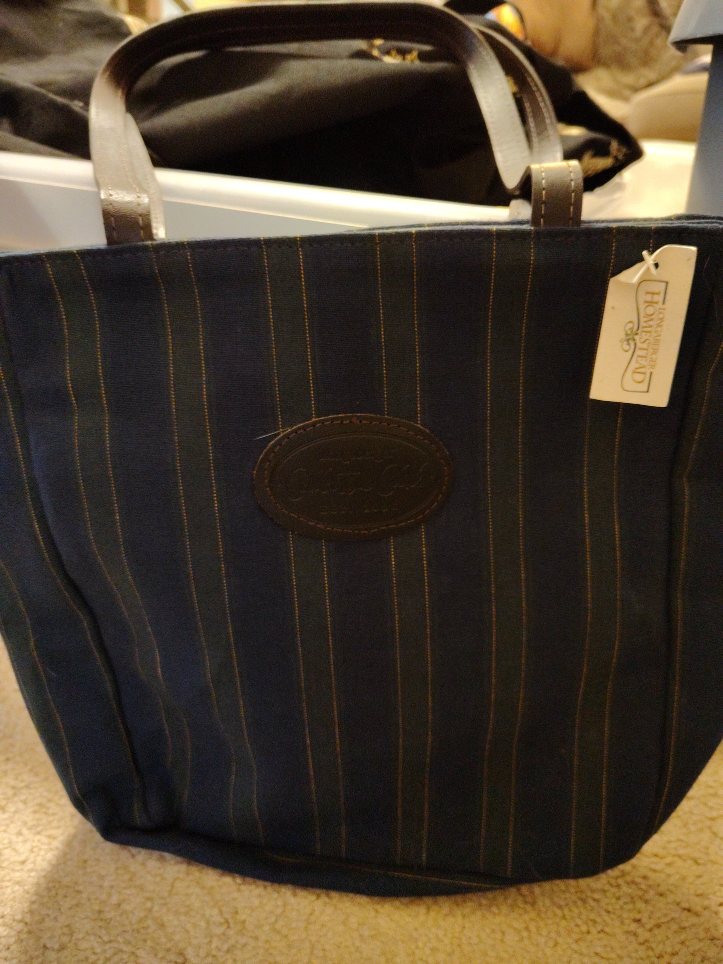 Longaberger memberships stripe tote bag