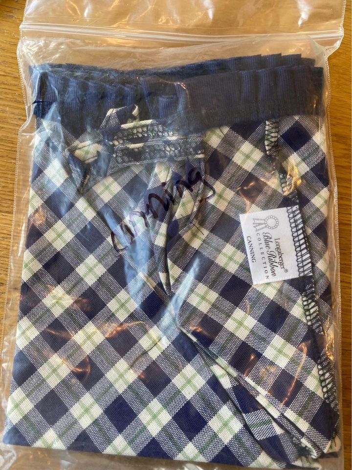 Longaberger Blue Ribbon Canning Liner in Blue Ribbon Plaid
