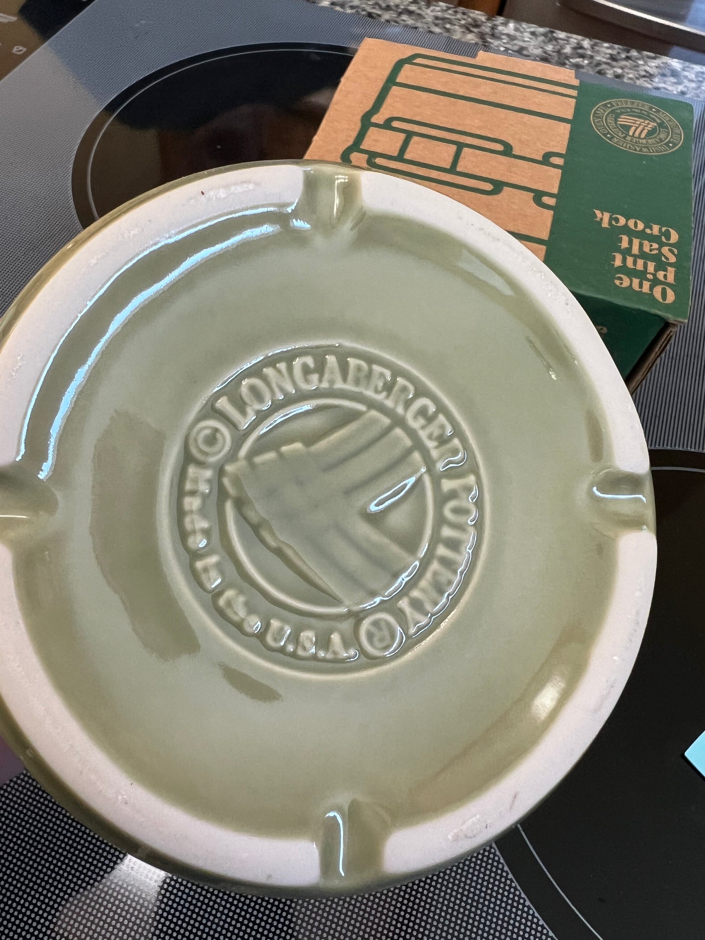 Longaberger one pint salt Croc in Sage (may not be in original box)