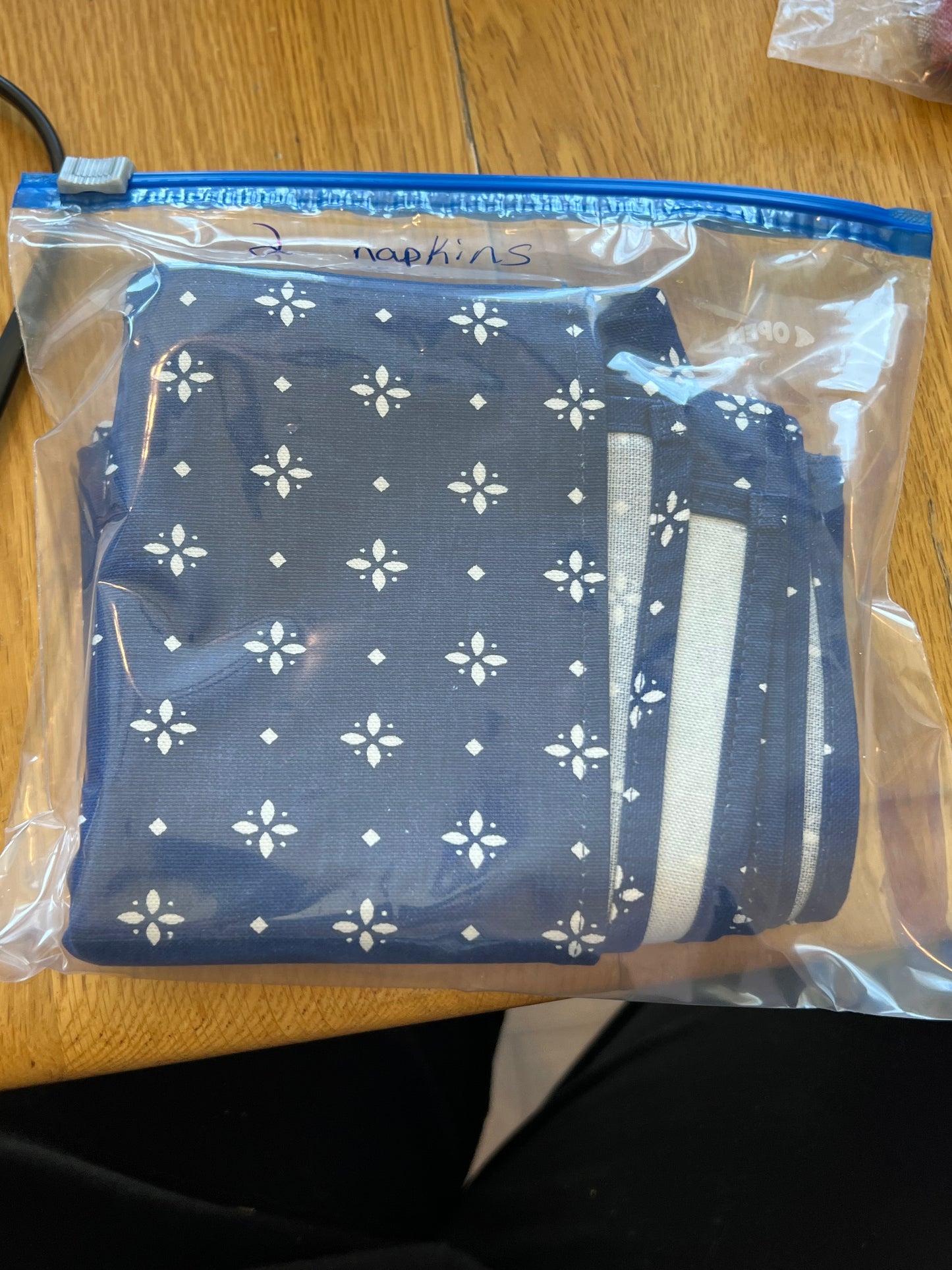 Longaberger pair of napkins in classic blue