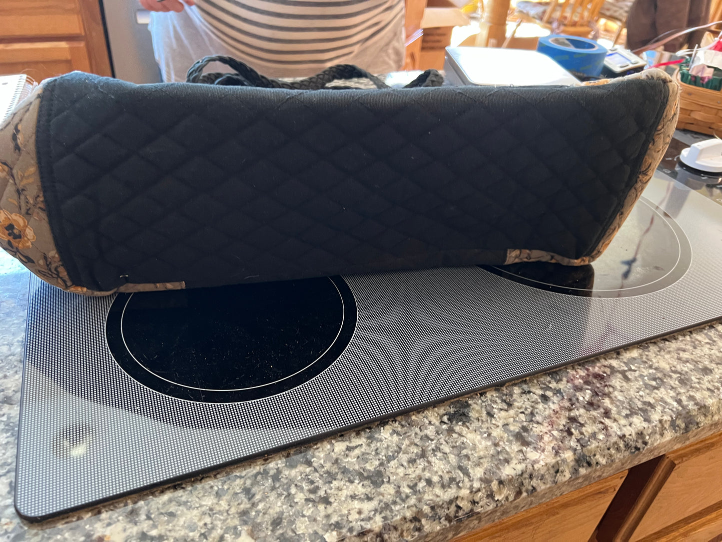 Longaberger khaki floral tote bag
