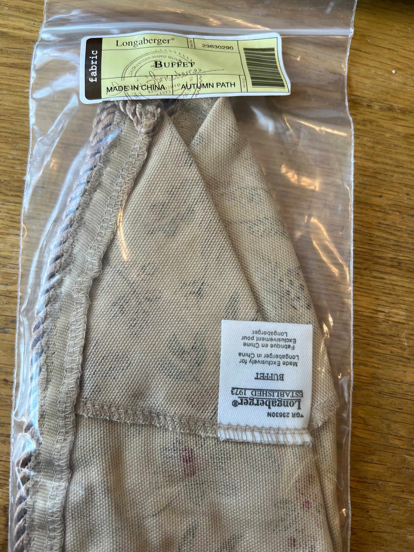 Longaberger buffet liner in autumn path