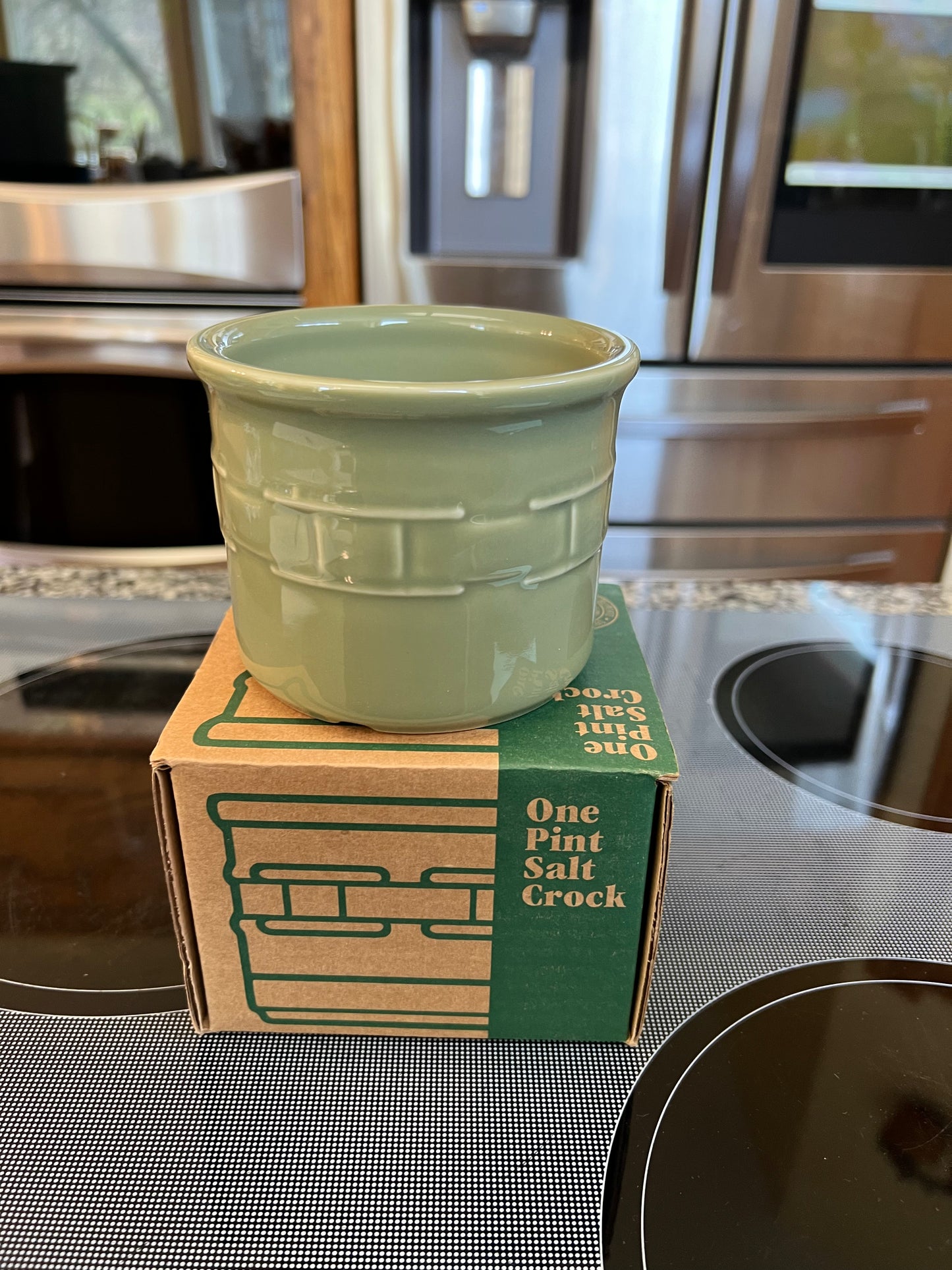 Longaberger one pint salt Croc in Sage (may not be in original box)