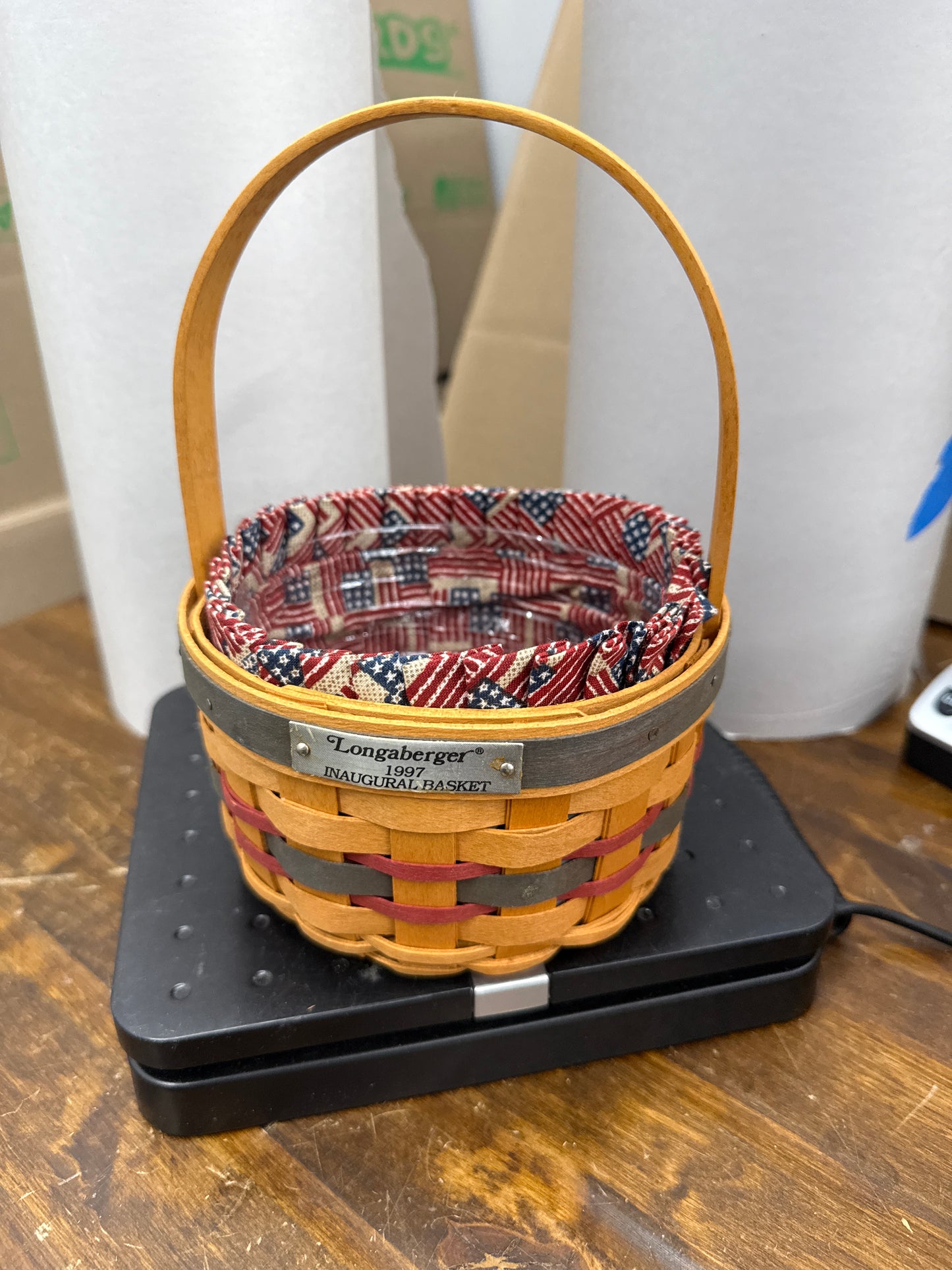 Longaberger 1997 inaugural basket with liner and protector