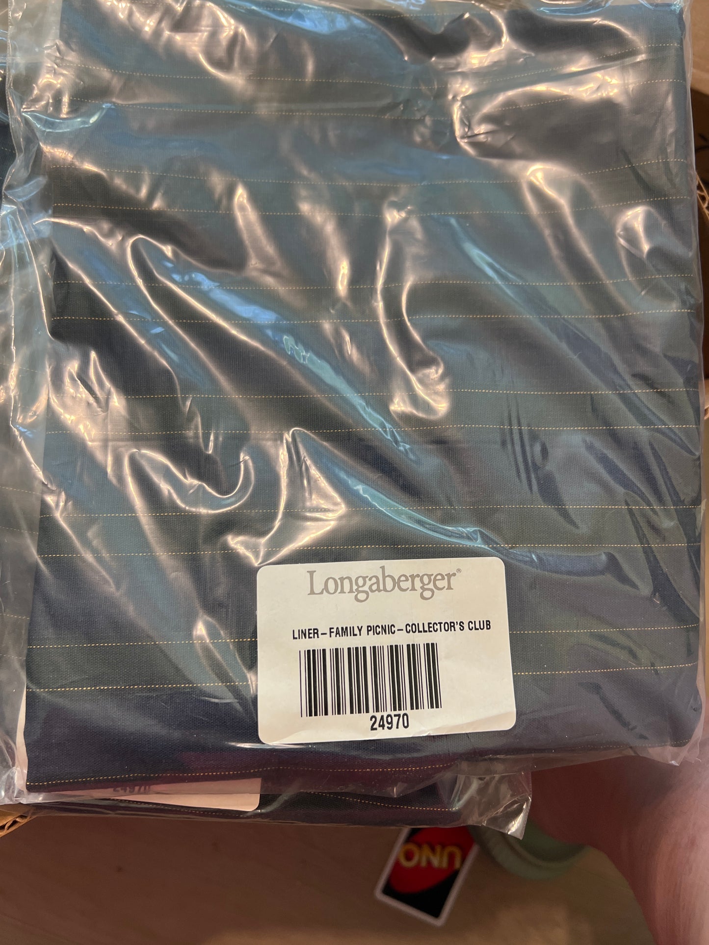 Longaberger family picnic liner in membership stripe