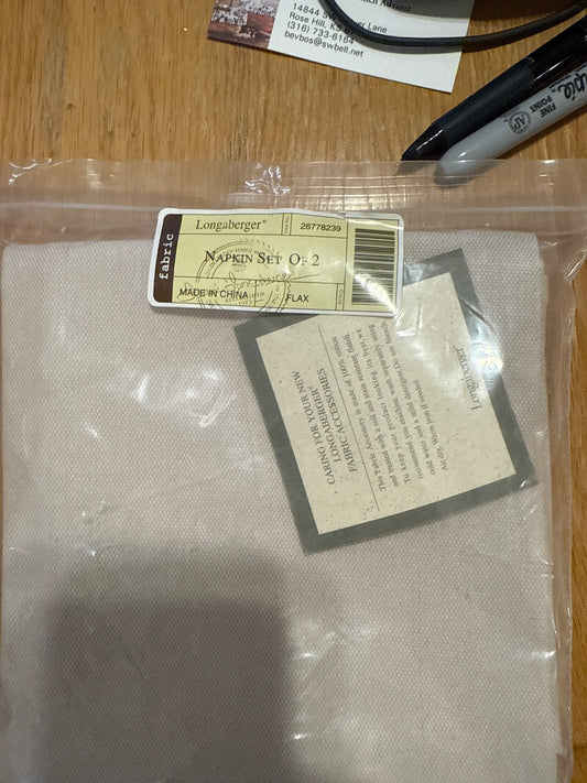 Longaberger pair of flax napkins