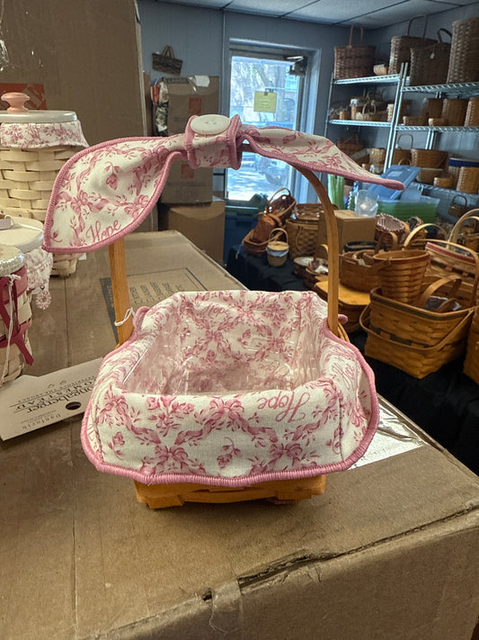 Longaberger 1996 Horizon of hope basket with liner, protector, handle tie, and tie on