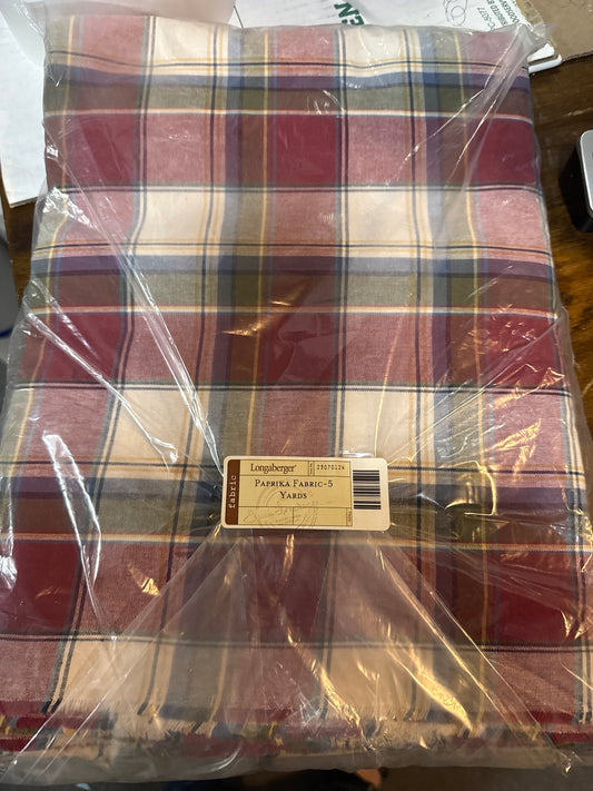 Longaberger 5 Yards paprika plaid material