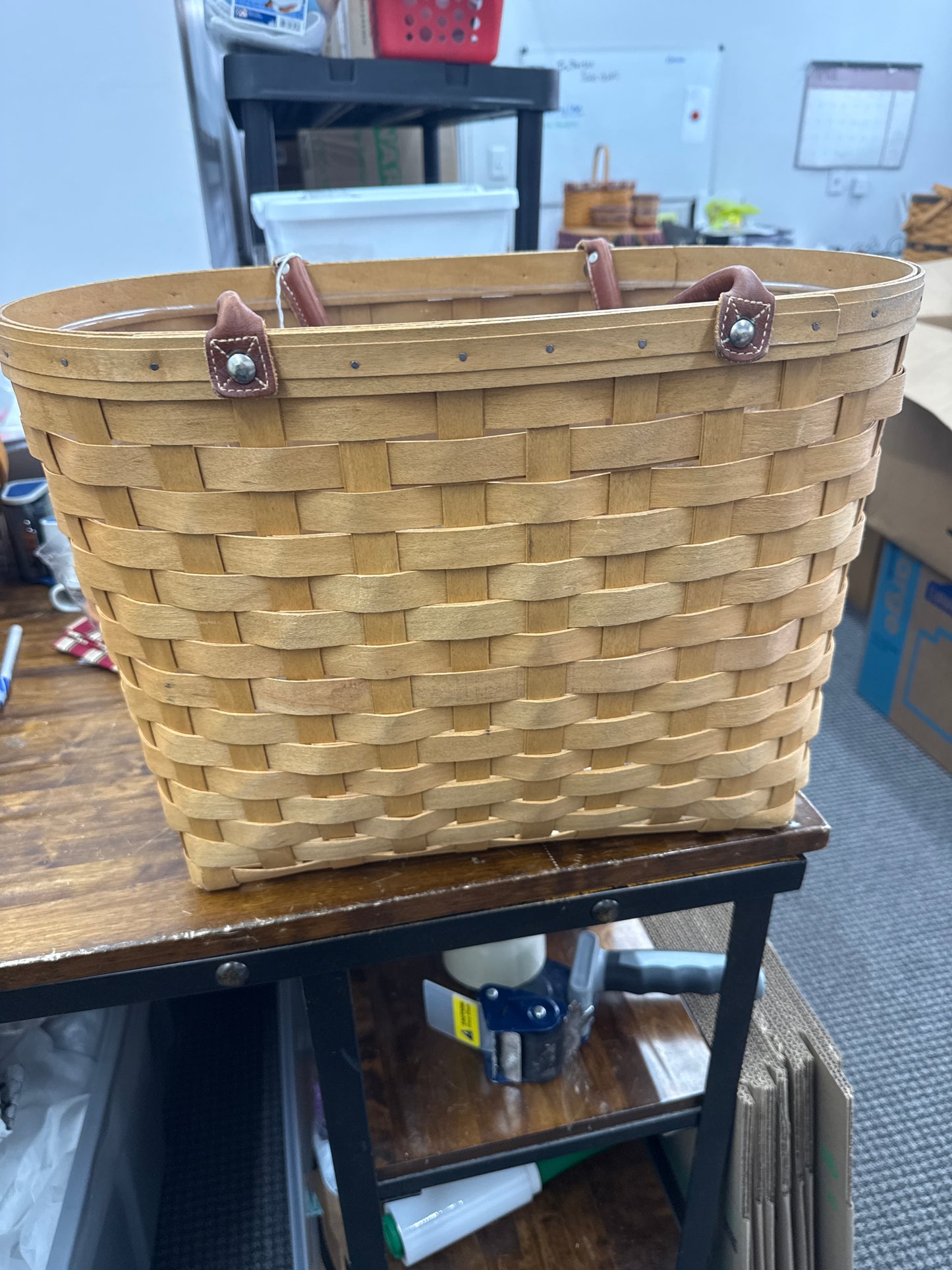 Longaberger large boardwalk with protector -handles are very worn