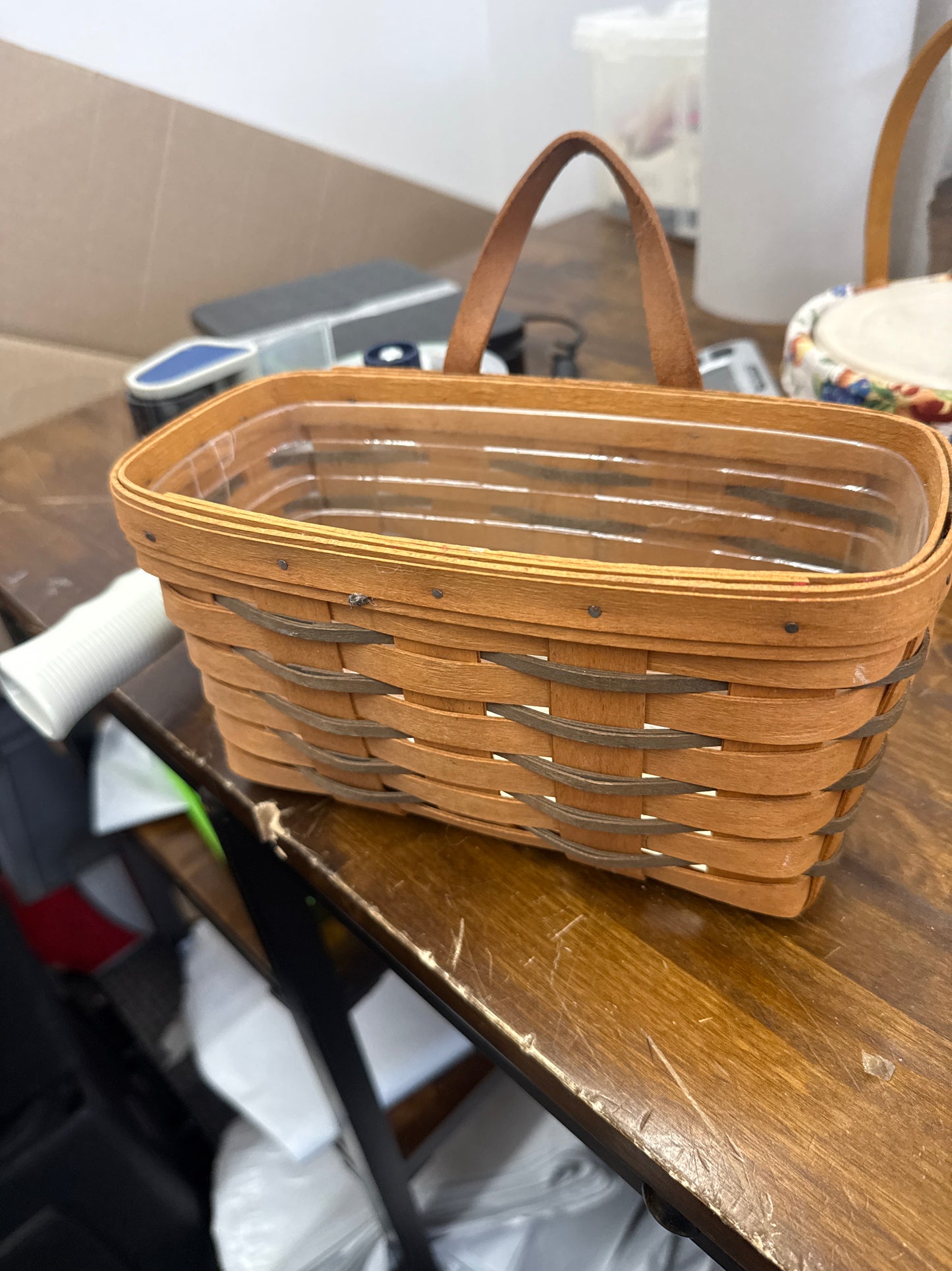Longaberger medium key basket with protector (protector has crack in it)