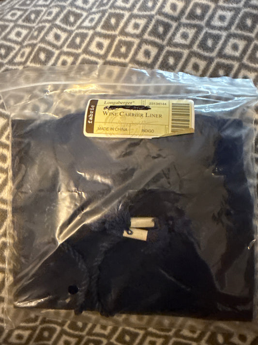 Longaberger Wine Carrier Liner in Indigo