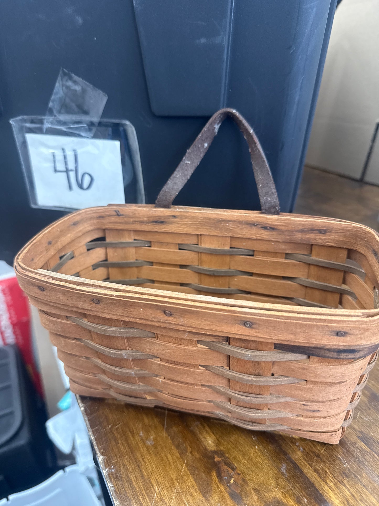 Longaberger small key basket (handle is stiff and there are spots on the basket as pictured)