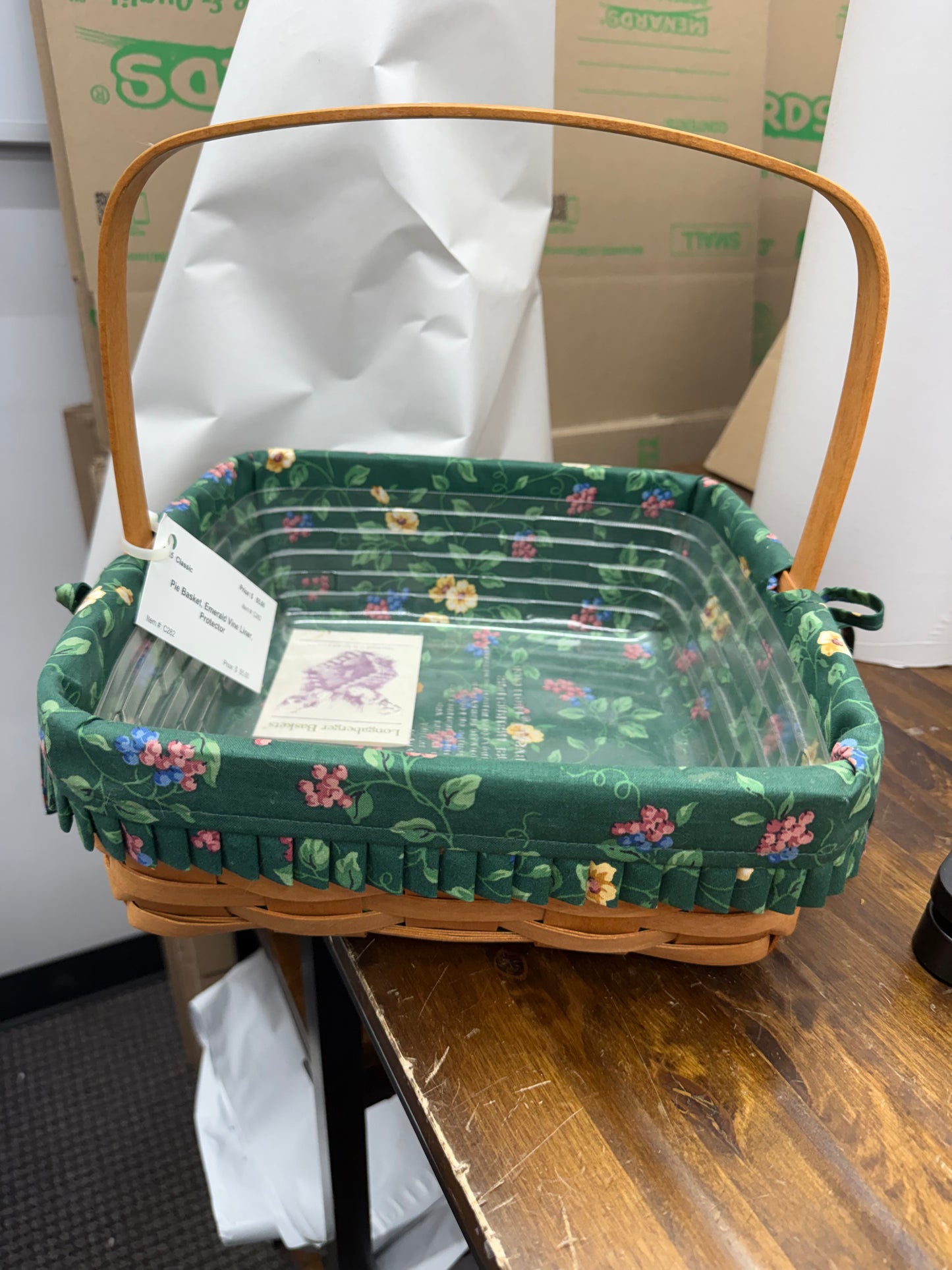 Longaberger pie basket with liner and protector
