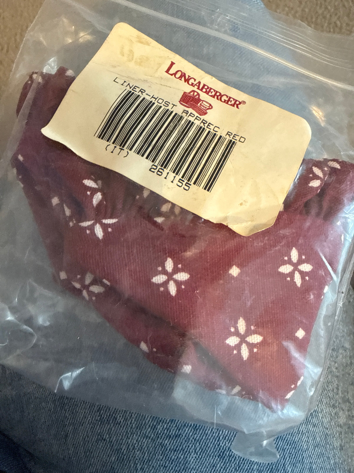 Longaberger hostess appreciation liner in traditional red