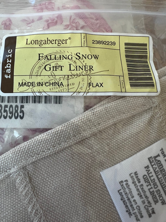 Longaberger falling snow gift liner in flax