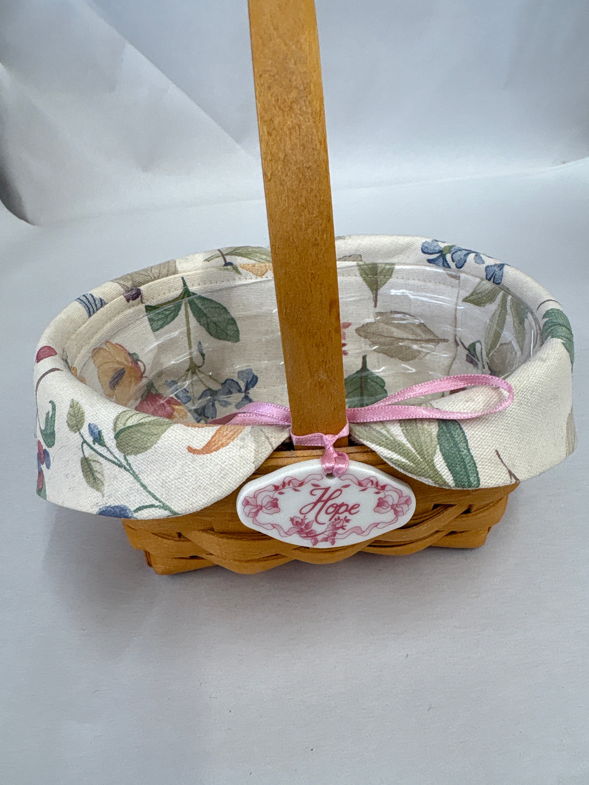 Longaberger 1999 Horizon of Hope Basket with Liner, Protector, and tie on in Warm Brown