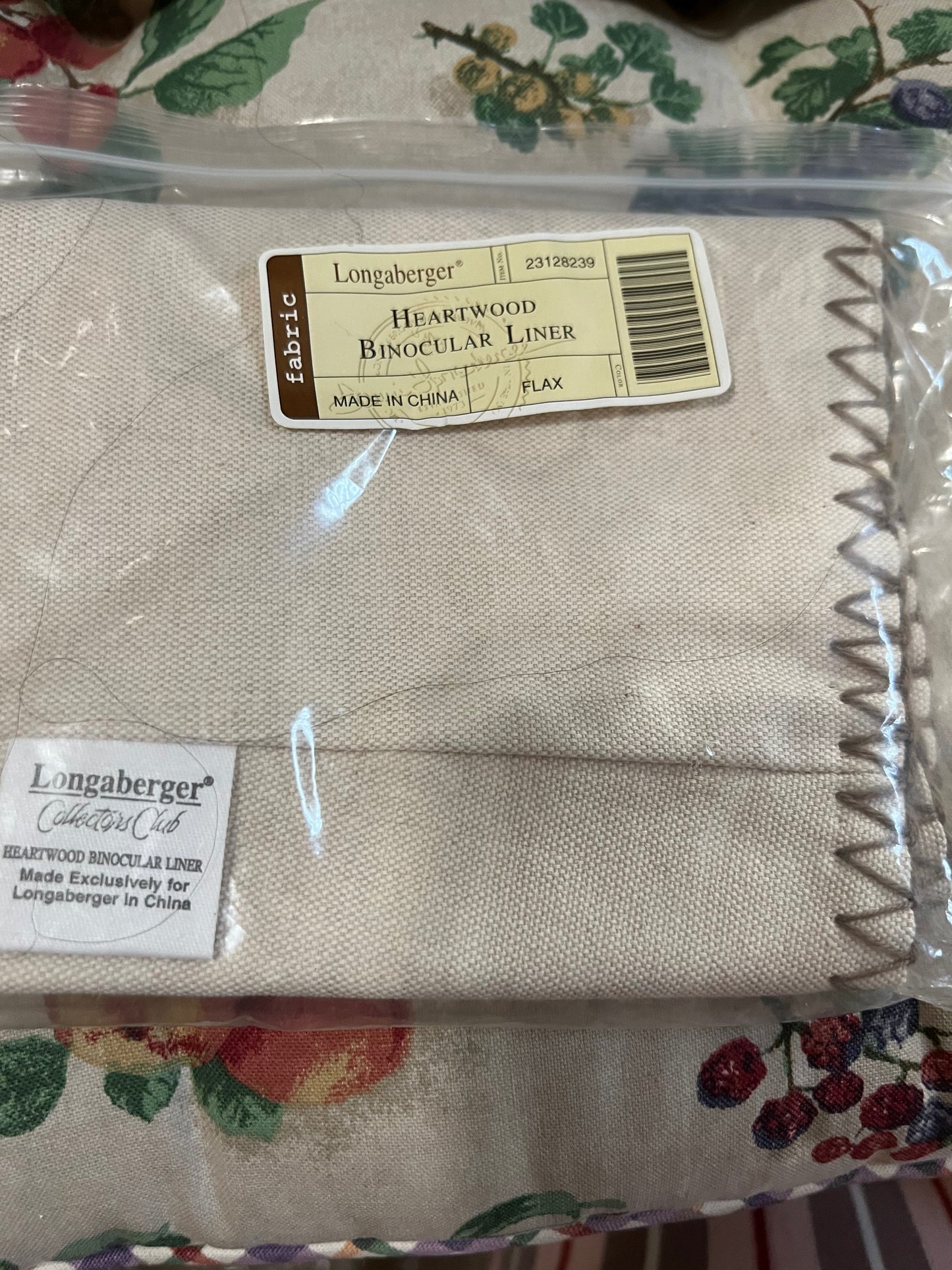 Longaberger Heartwood Binocular liner in Flax