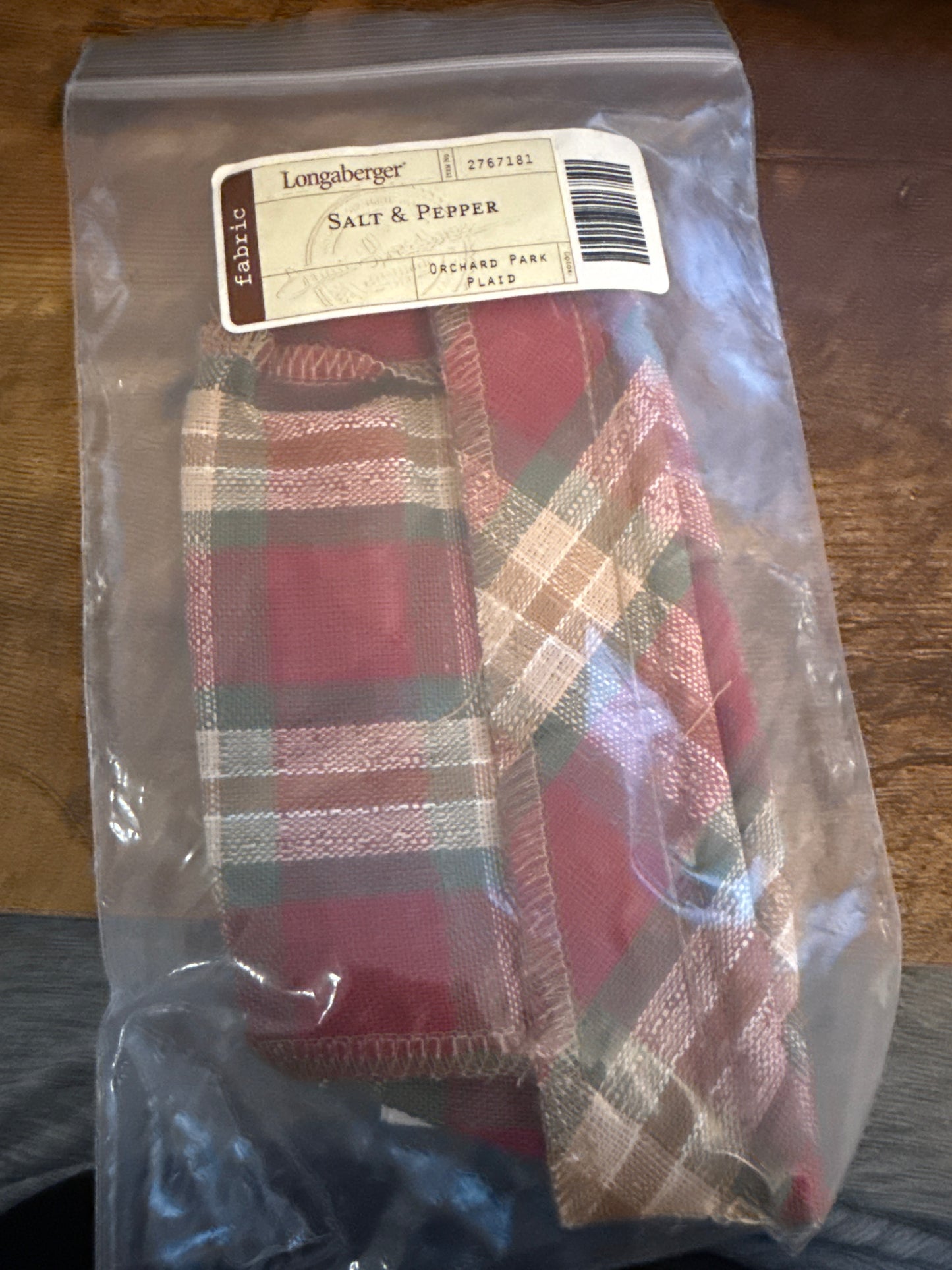Longaberger salt and pepper liner in orchard park plaid