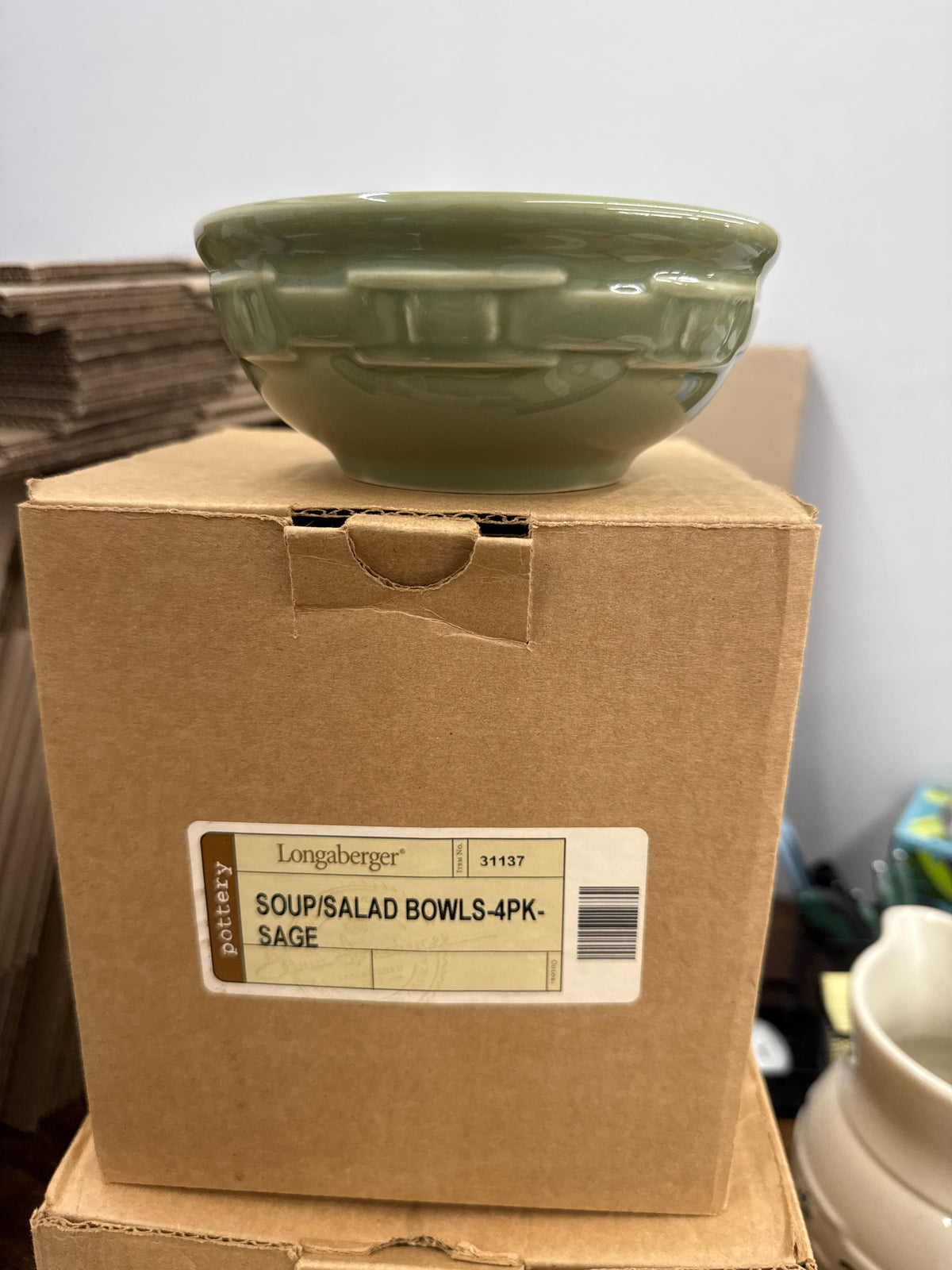 Longaberger 4 pack soup / salad bowl in sage