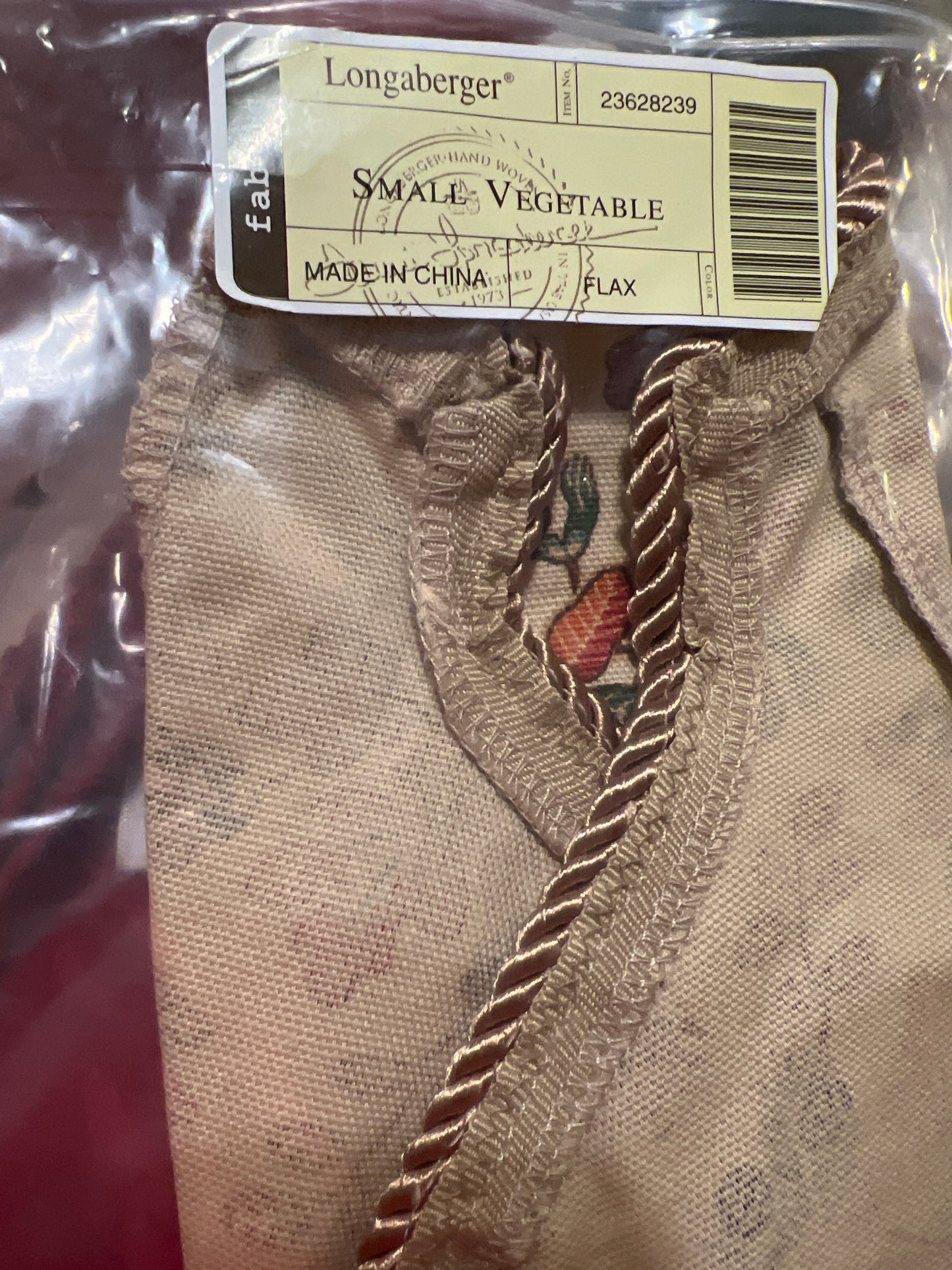 Longaberger small vegetable liner in flax