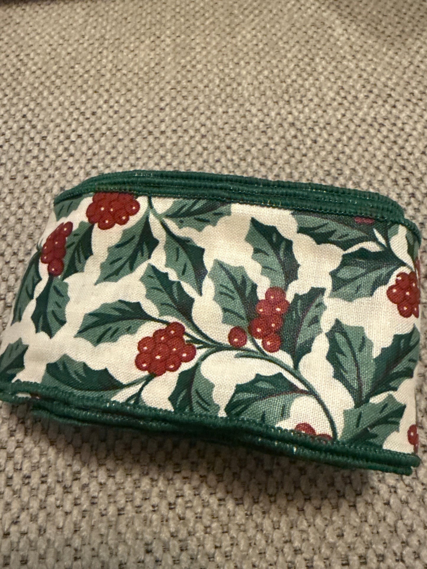 Longaberger wired ribbon in traditional holly