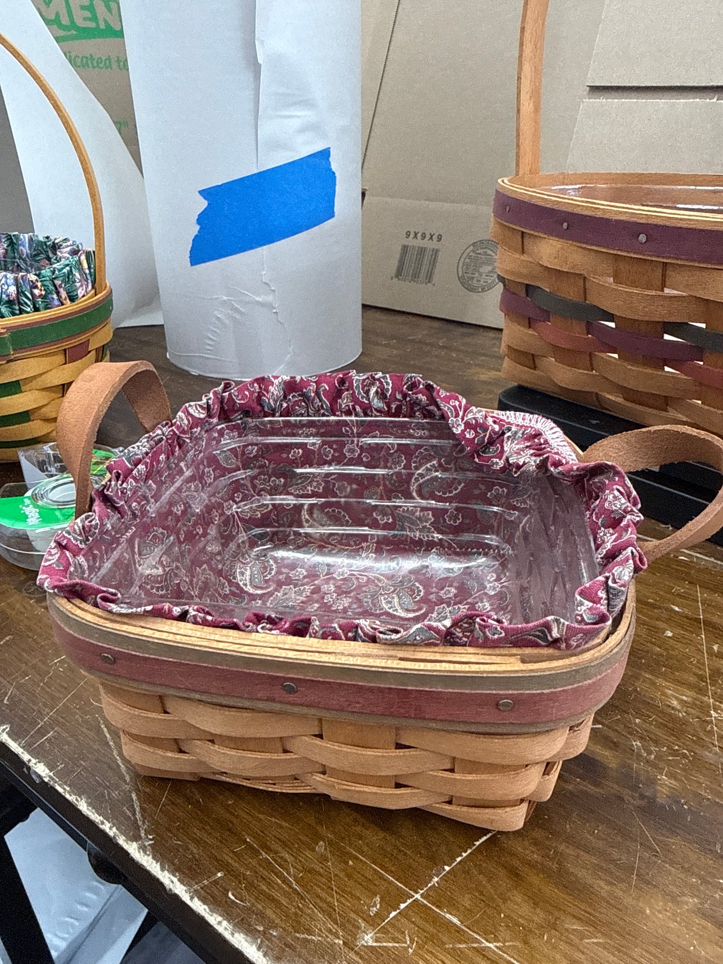 Longaberger Father’s Day spare change basket with liner and protector