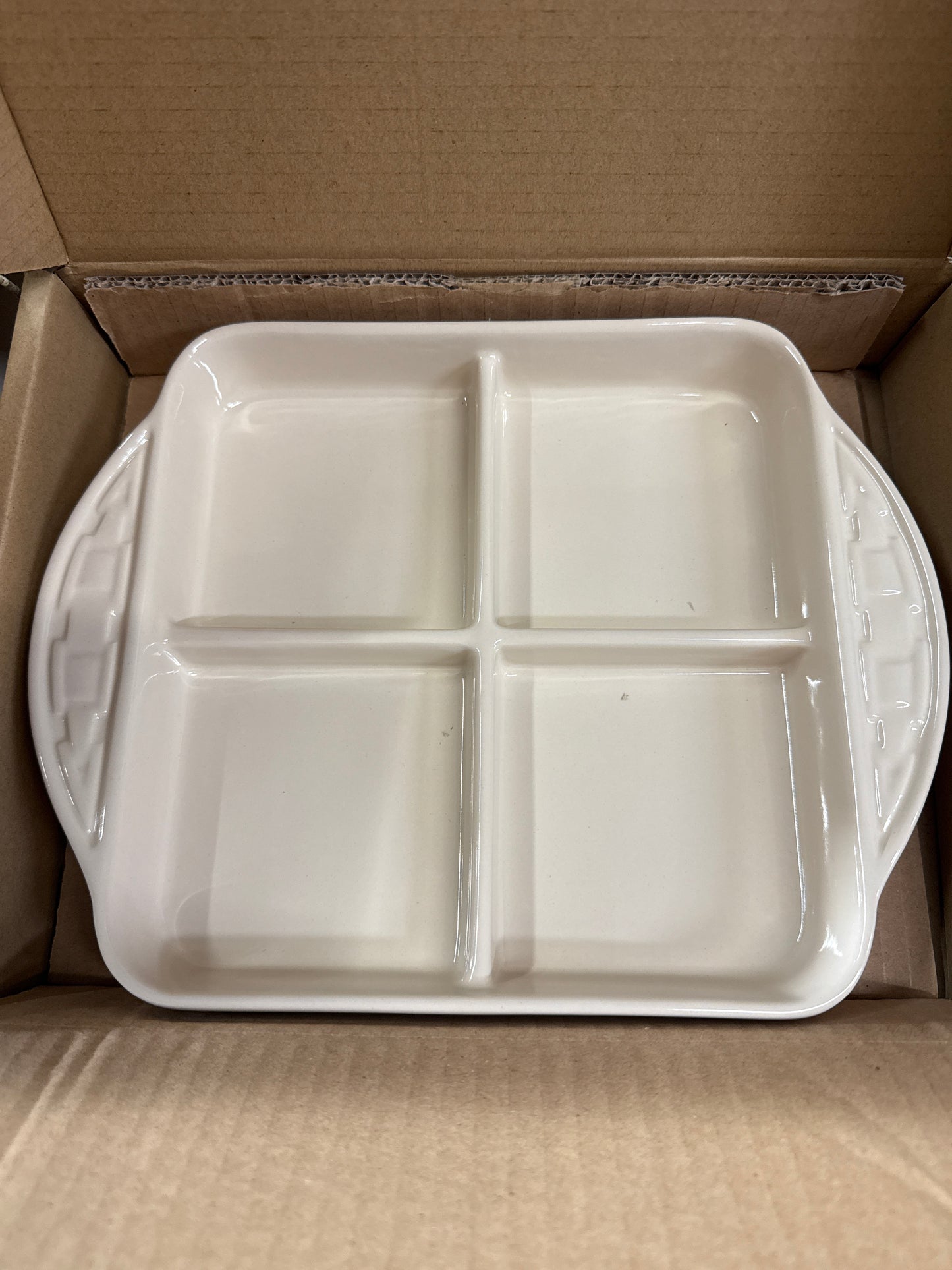 Longaberger 8x8 divided dish in ivory