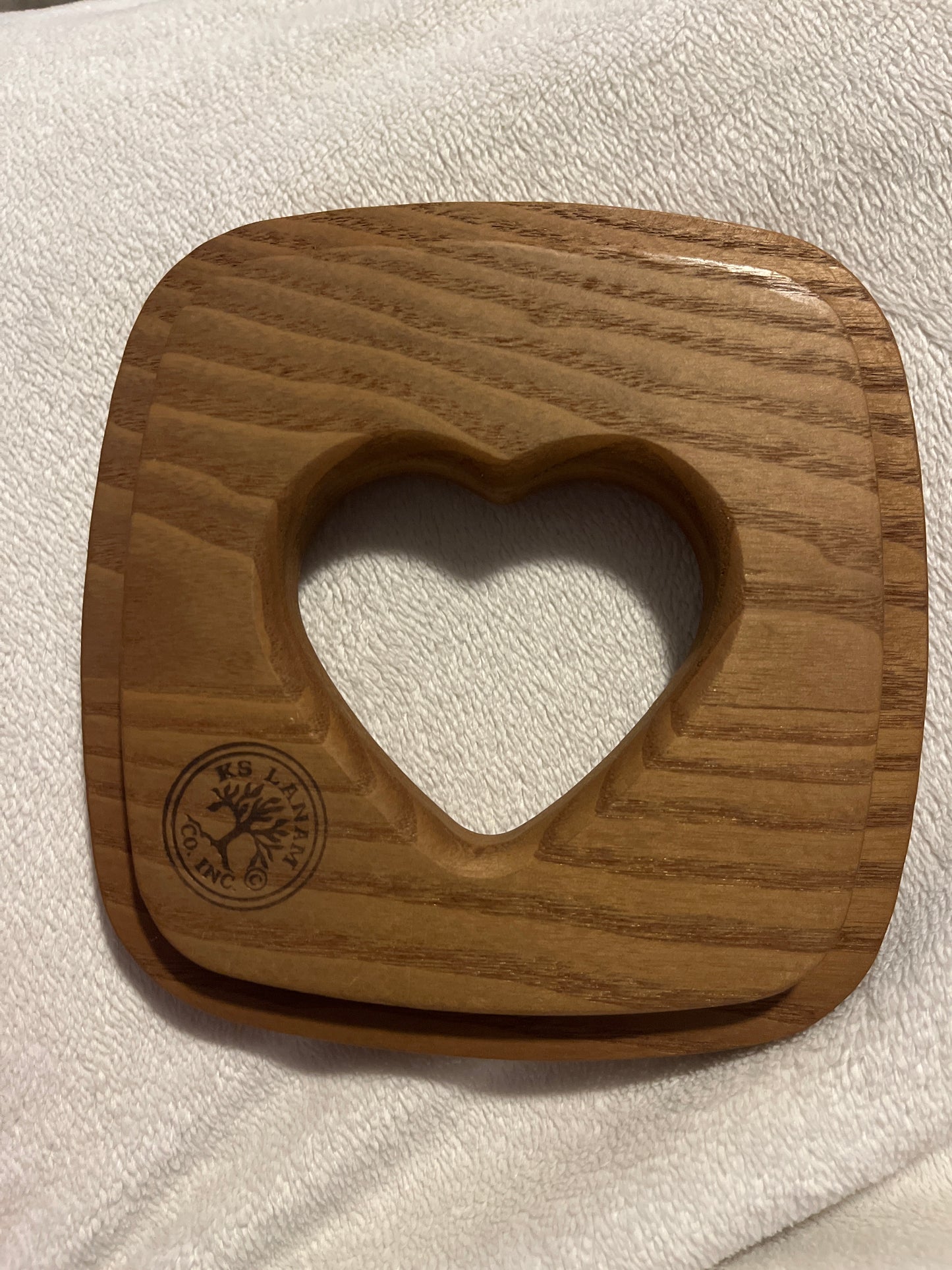 K.S. Lanam 5.75”x5.5” heart tissue box lid