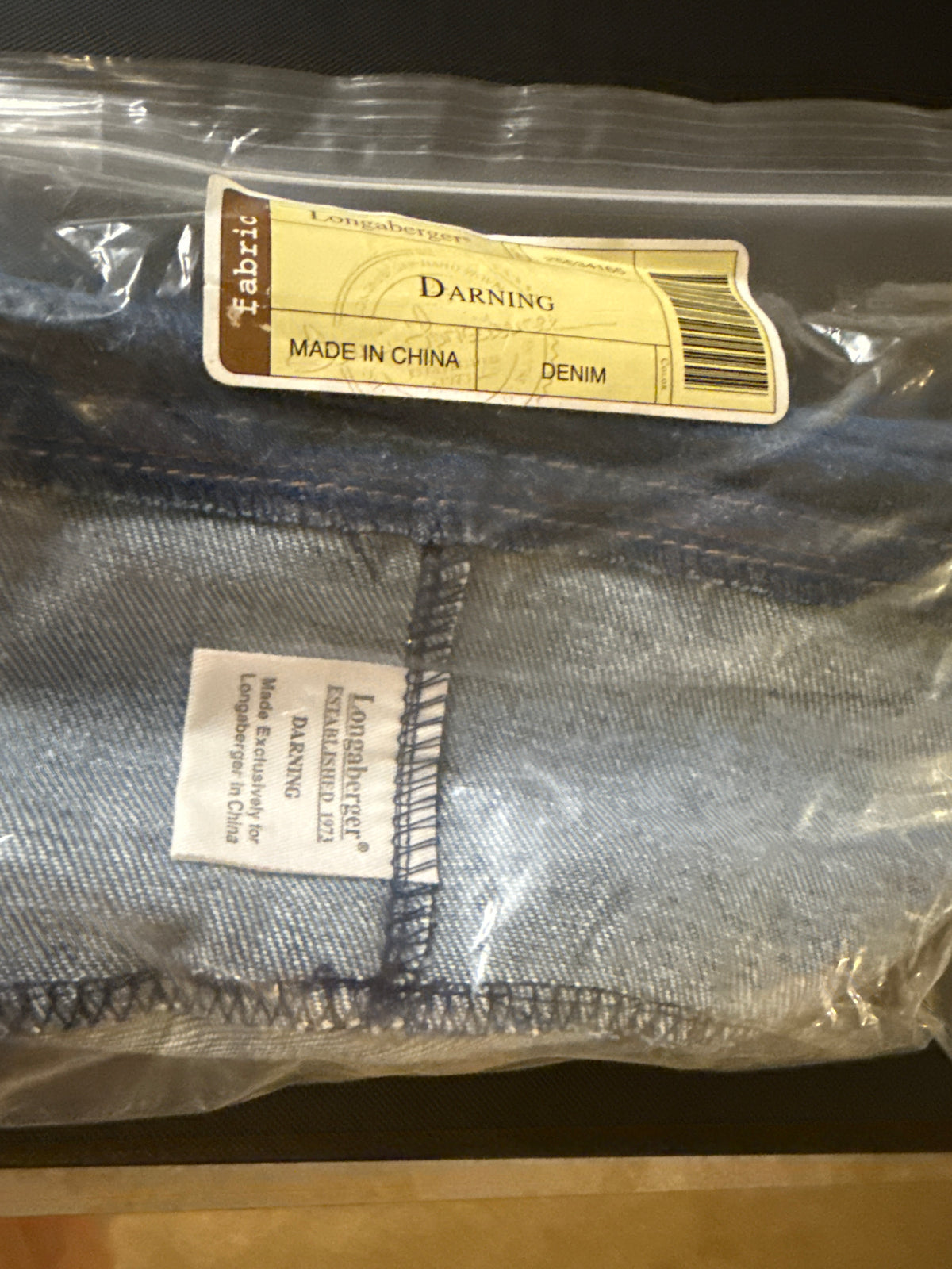 Longaberger darning liner in denim